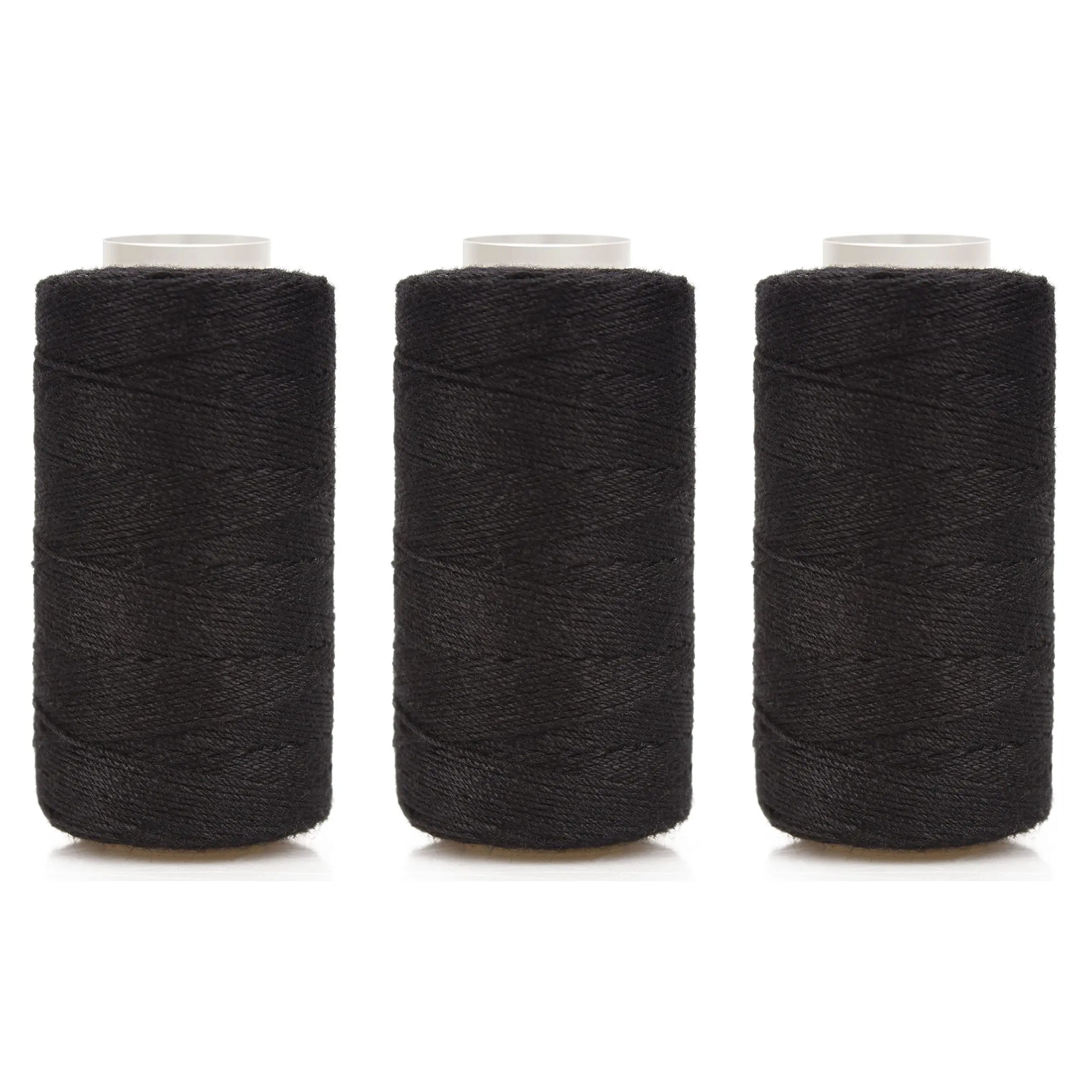 Ryalan Weaving Needle Combo Deal Black Thread with 10pcs Needle for Making Wig Sewing Hair Weft Hair Weave Extension, Big Medium and Small C J Shape Curved Needle I Needle (3 Thread Black + 10 Needle)