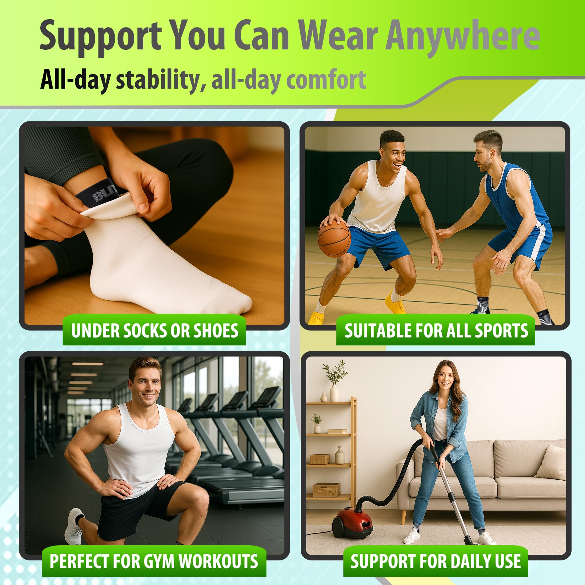 Compression Socks for Plantar Fasciitis, Achilles Tendonitis, Arthritis Relief, Ankle Brace Compression Sleeve with Foot Arch Support, Ankle Wrap for Women, Men, Swelling & Heel Pain Black L-XL