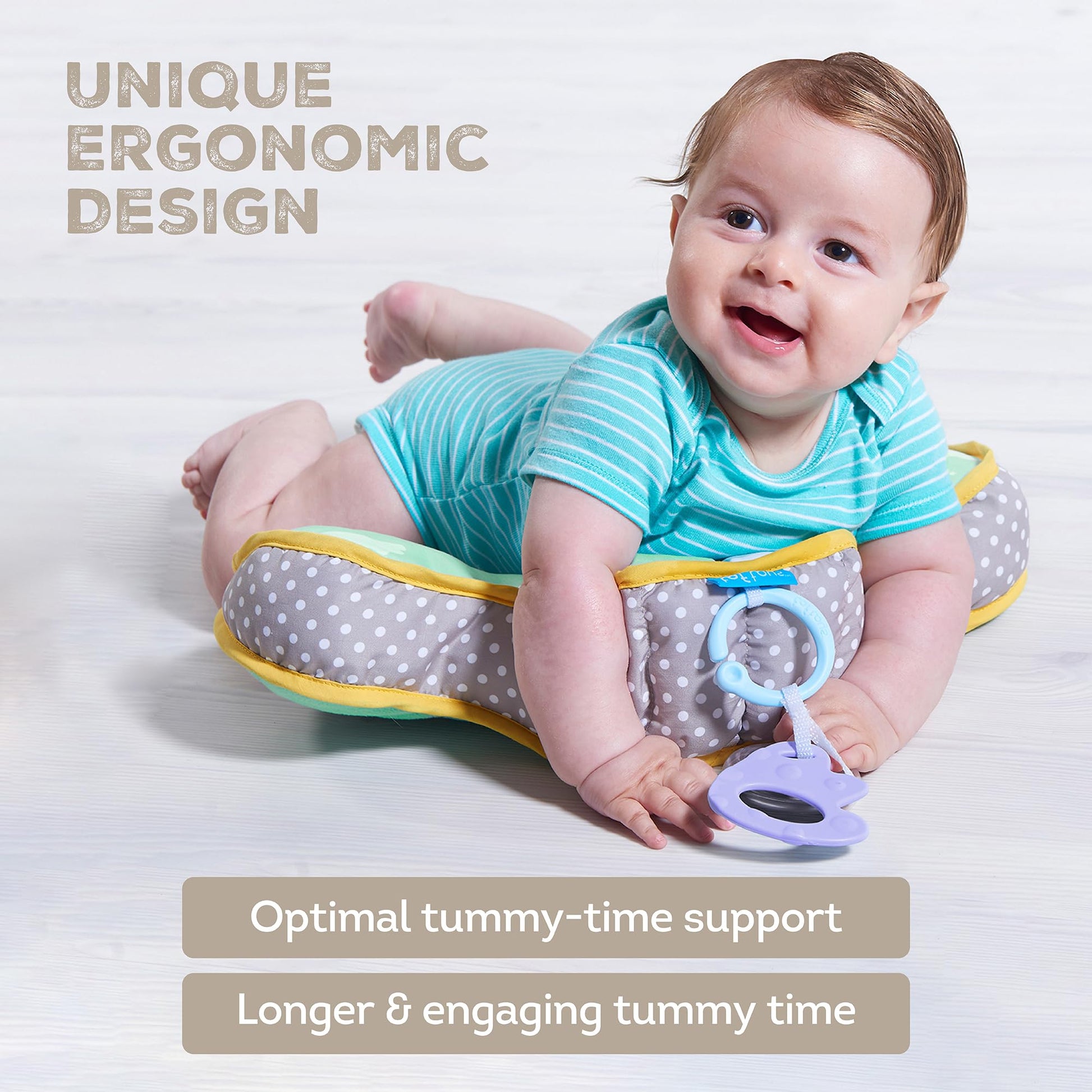 Taf Toys Baby Tummy Time Cushion | Perfect for 2-6 Months Old Babies, Enables Easier Development & Easier Parenting, Natural Developmental, Comfortable Tummy Time, Ergonomic Design, Detachable Toys