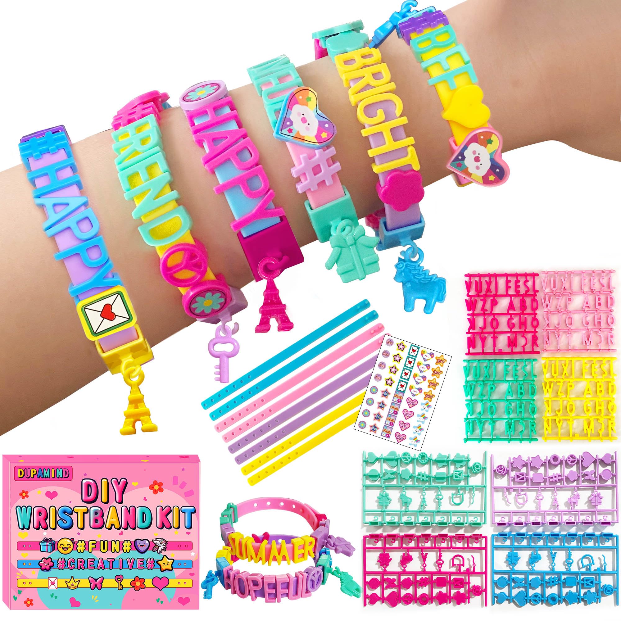 Dupamind Art & Craft Kits for Kids, DIY Friendship Bracelet Making Kit for Girls, Jewelry Making with Charm & Stickers, Birthday Gifts for Ages 5-12, Toys for Ages 5, 6, 7, 8, 9, 10, 11, 12 Years Old