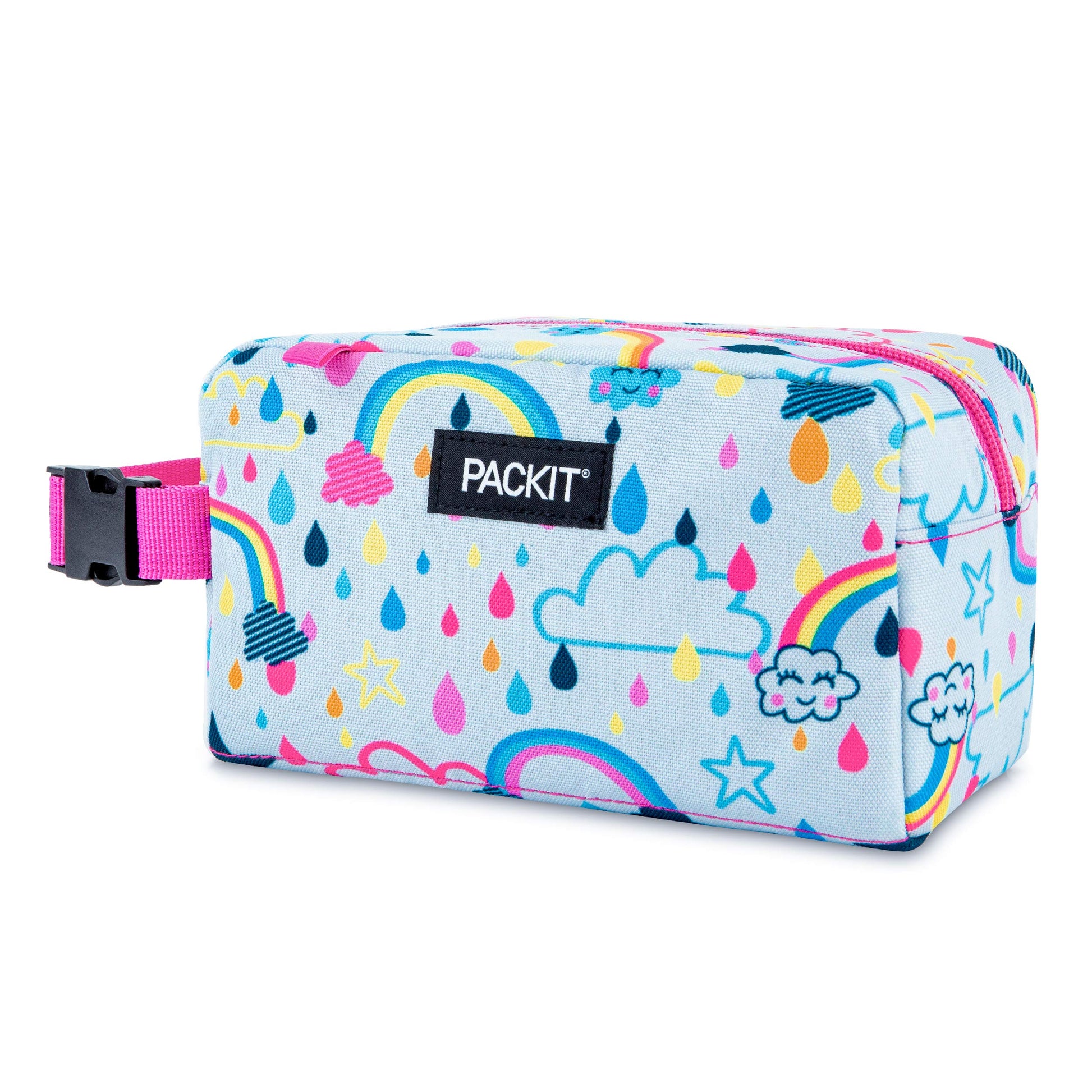 PackIt Freezable Snack Box, Rainbow Sky, Built with ECOFREEZE Technology, Collapsible, Reusable, Zip Closure with Buckle Handle, Great for All Ages and Fresh Snacks on the go