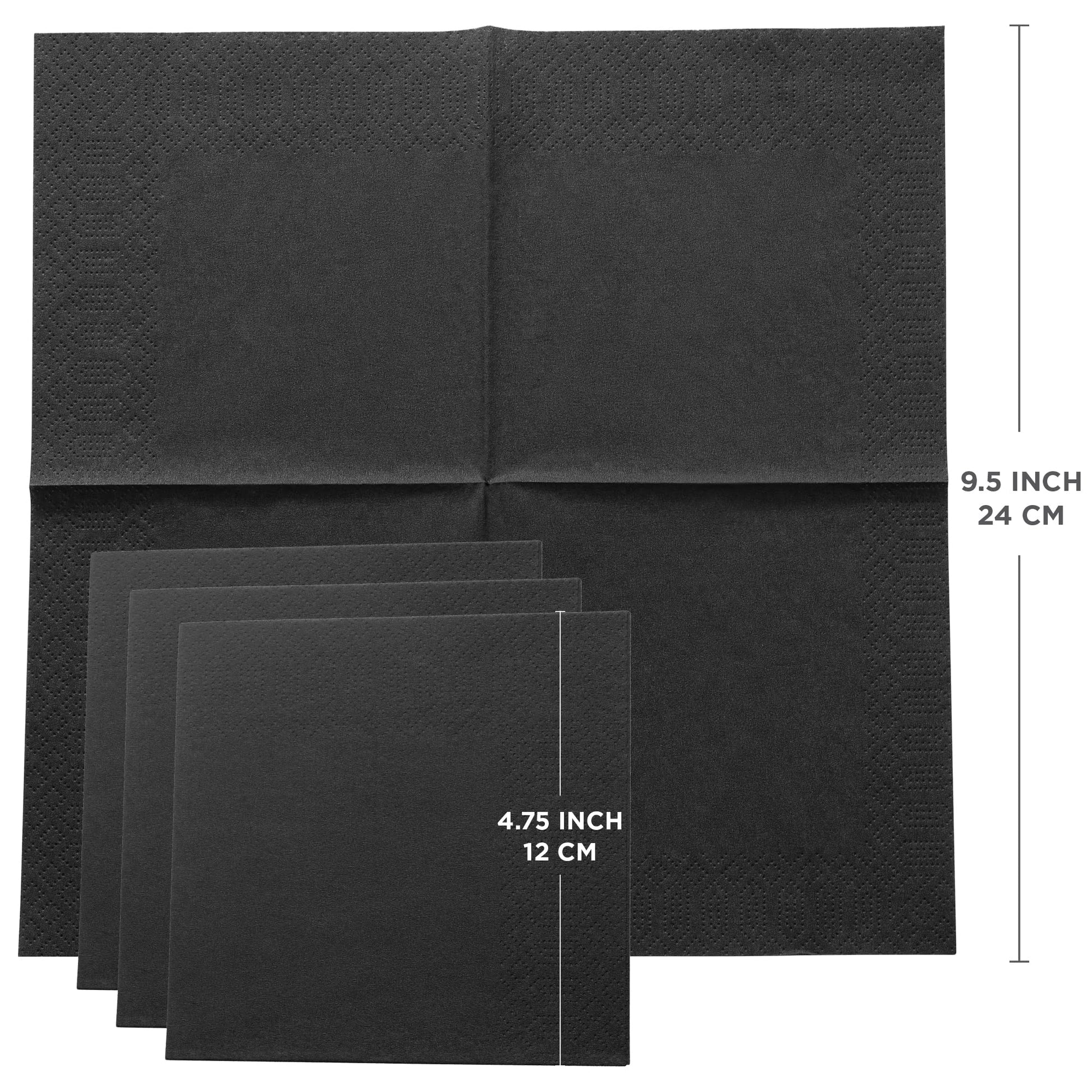 Black Beverage Napkins, 2-Ply Disposable Paper Napkins-Bar, Cocktail, Weddings, Birthday, EU Made, (300 Count)