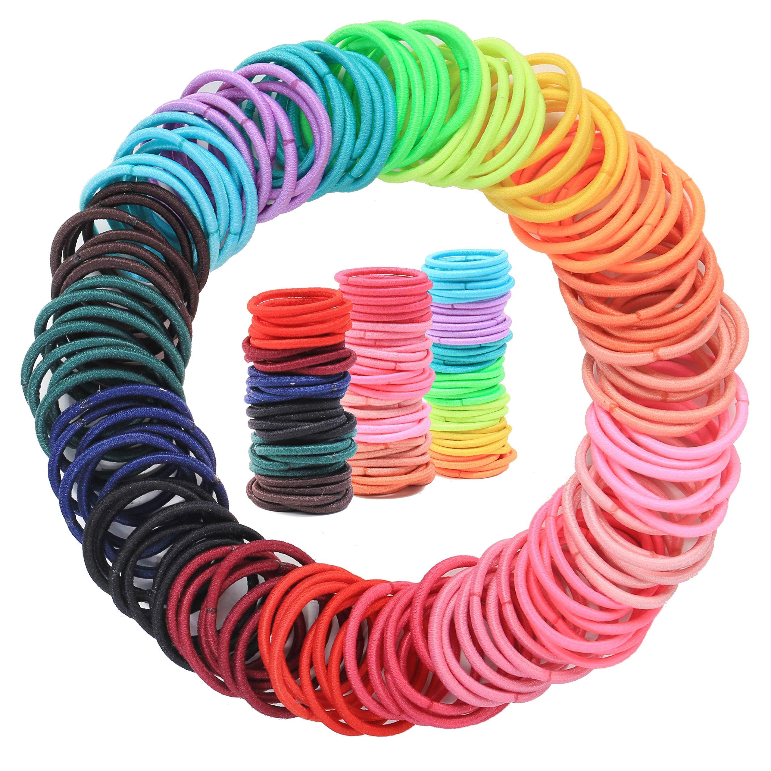 200PCS Elastic Hair Ties for Thin Hair, No Crease Ponytail Holders for Kids Baby Toddler, Multicolor, Mini Hair Accessories for Girls