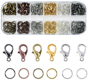 KOPOX Lobster Claw Clasps and Open Jump Rings Set, 6 Colors Lobster Clasps for Jewelry Making, Keychains and Bracelet