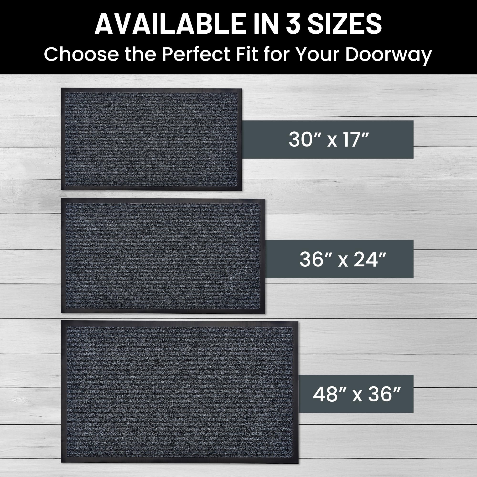 Sierra Concepts Front Door Mat Welcome Floor Mats - Entryway Indoor Outdoor Entrance Doormat, Patio, Porch, Muddy Shoe, Inside Outside Low Profile, 30x17 inches, 2-Pack Gray