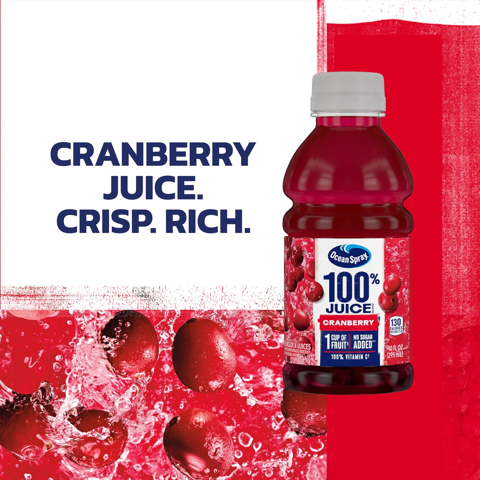 Ocean Spray® 100% Juice Cranberry Juice Blend, 10 Fl Oz, 6 Count (Pack of 1)