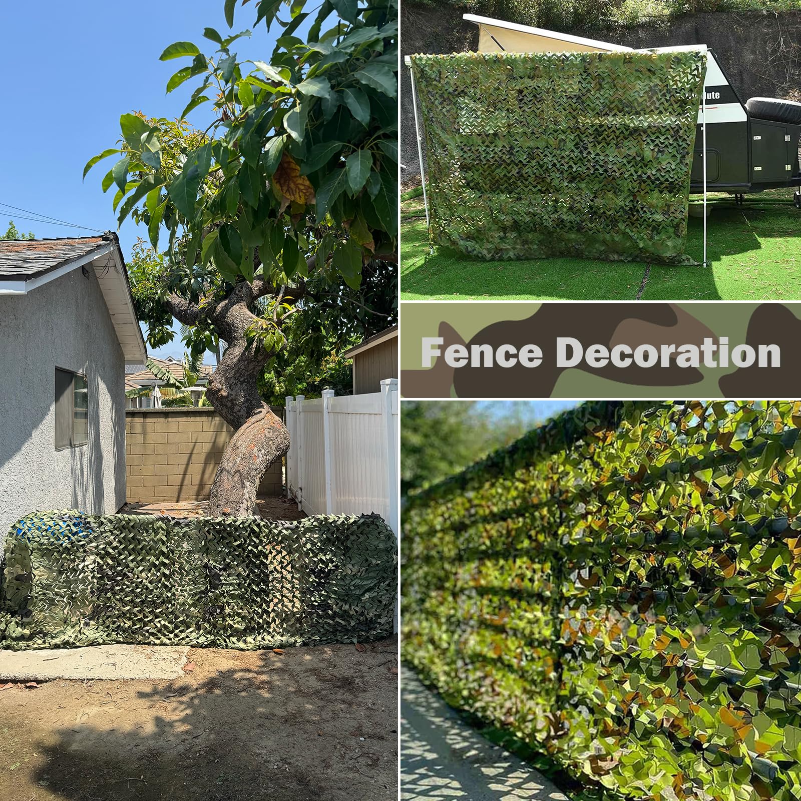 Yeacool Camo Netting Camouflage Netting Camo Blind Army Net Sunshade Mesh for Hunting Military Decorations Party Shooting (Woodland Camo, 6.5ftx4.9ft, 2m*1.5m)