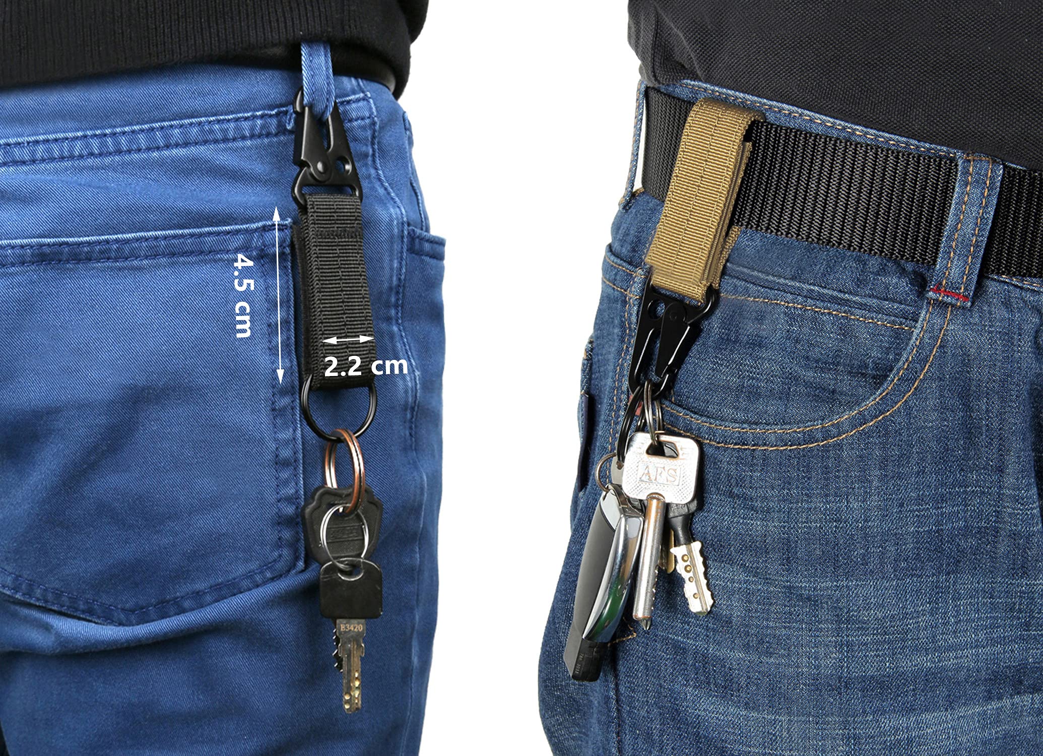 Ginwee 3-Pack Military Style Tactical Belts for Men, Quick-Release Metal Buckle with Molle Key Ring Holder