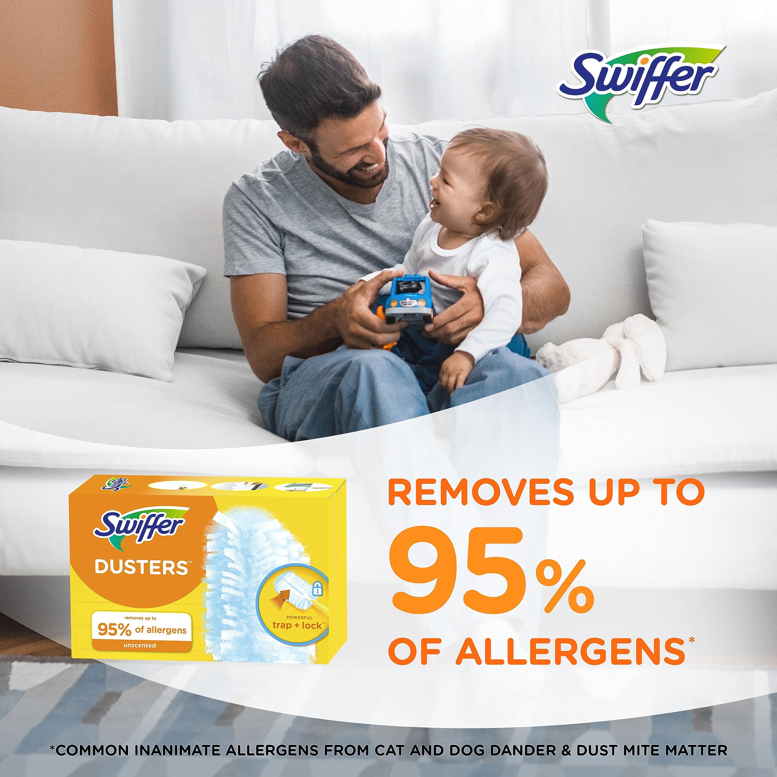 Swiffer Dusters Refill for Cleaning, Made by SWIFFER, Feather & Microfiber Duster Disposable Alternative, for Dusting Furniture, Blinds, Ceiling Fans, Walls, Helps Remove Allergens, Unscented, 18ct​