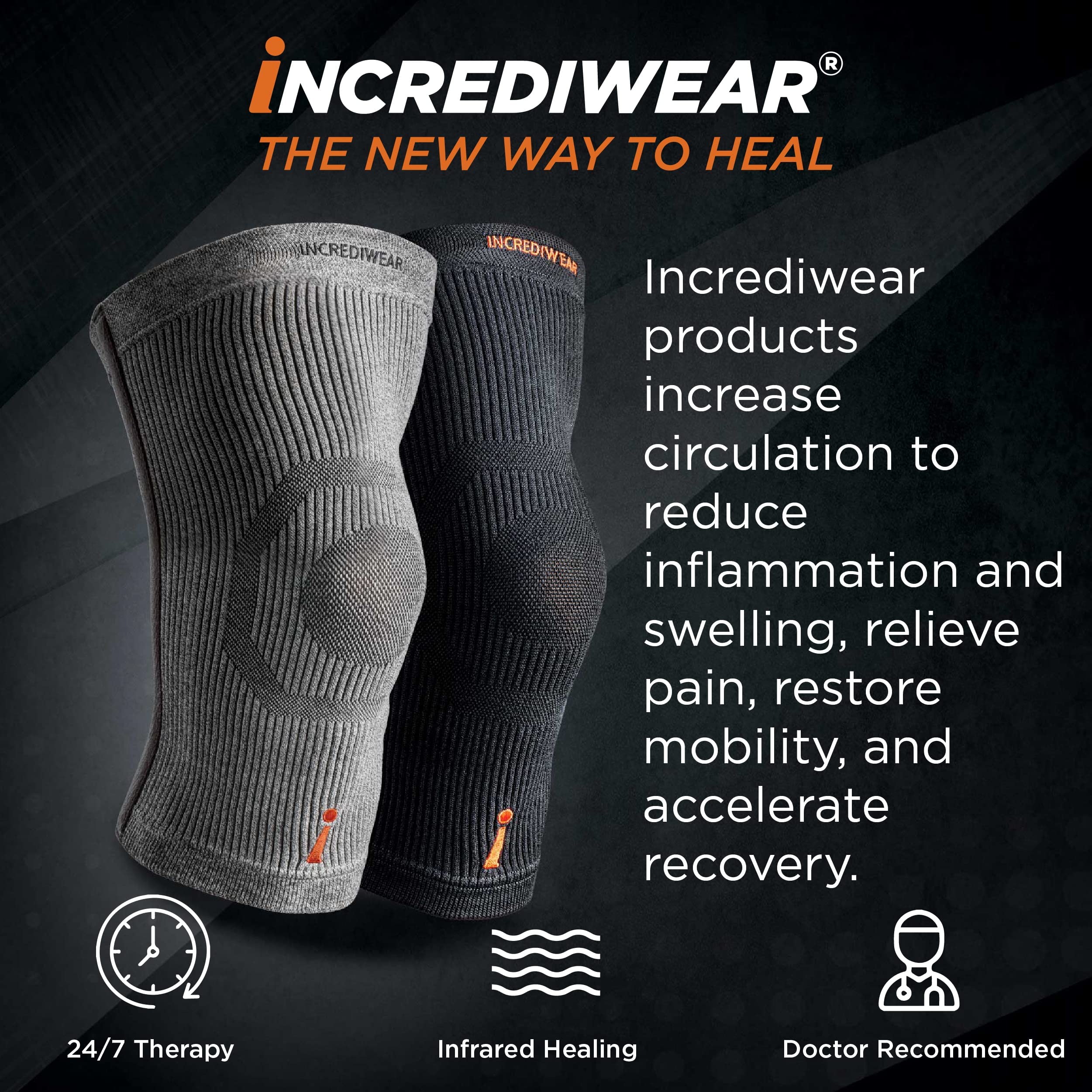 Incrediwear Knee Sleeve – Knee Braces for Knee Pain, Joint Pain Relief, Swelling, Inflammation Relief, and Circulation, Knee Support for Women and Men, Fits 18”-22” Above Kneecap (Grey, Large)