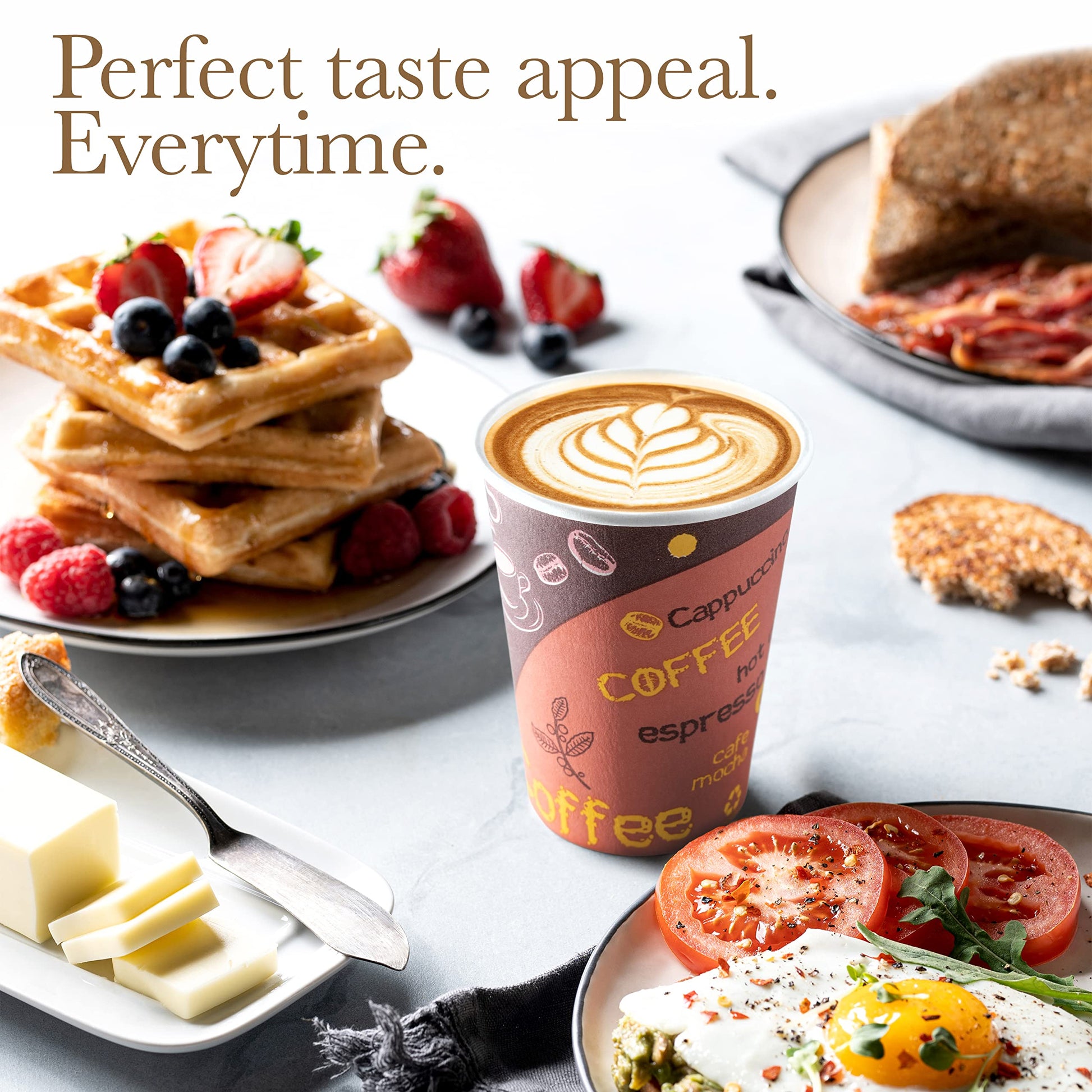 Disposable Coffee Cups with Lids 12 oz (100 Pack) - To Go Paper Coffee Cups for Hot & Cold Beverages, Tea, Hot Chocolate, Water, Juice, Eco Friendly