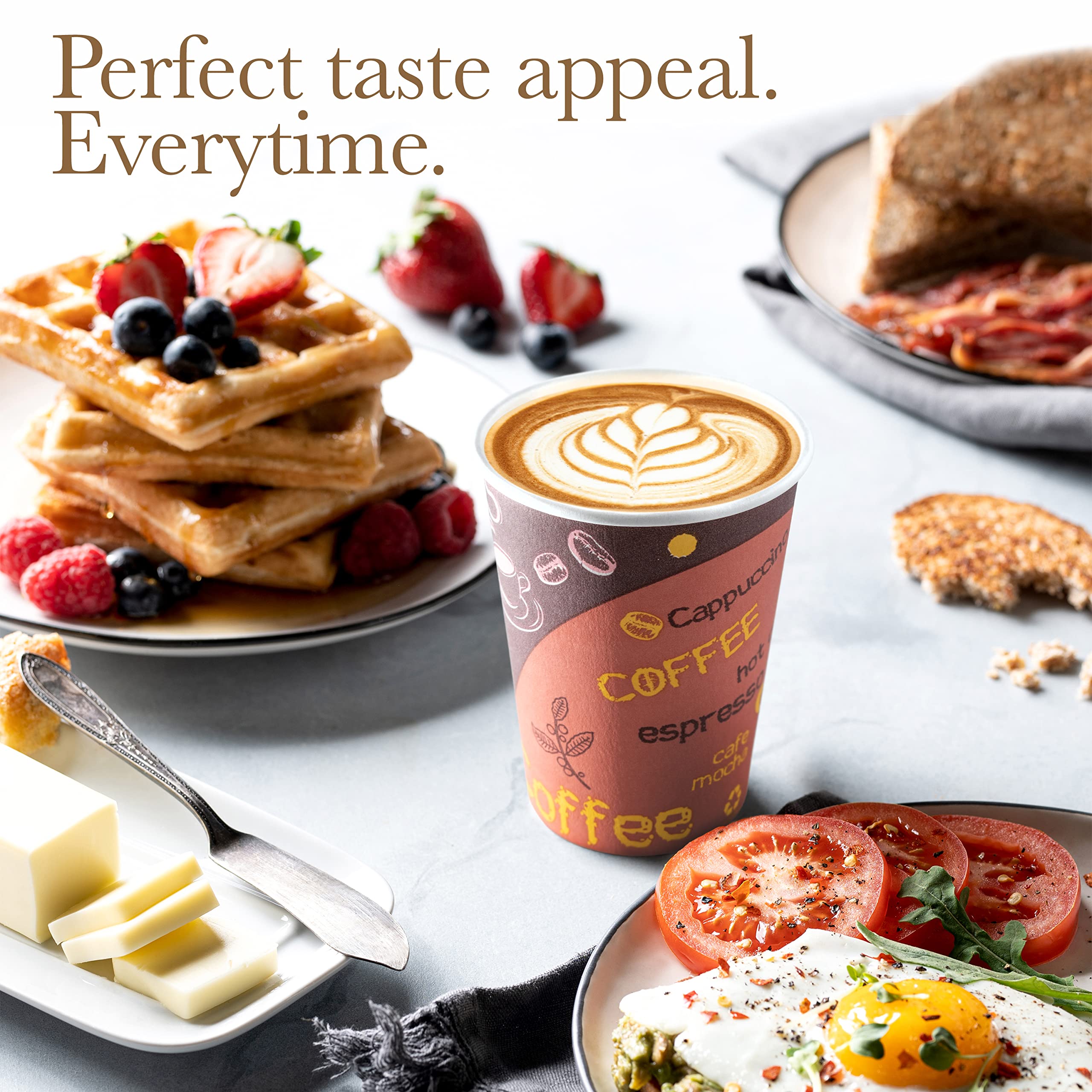 Disposable Coffee Cups with Lids 12 oz (100 Pack) - To Go Paper Coffee Cups for Hot & Cold Beverages, Tea, Hot Chocolate, Water, Juice, Eco Friendly