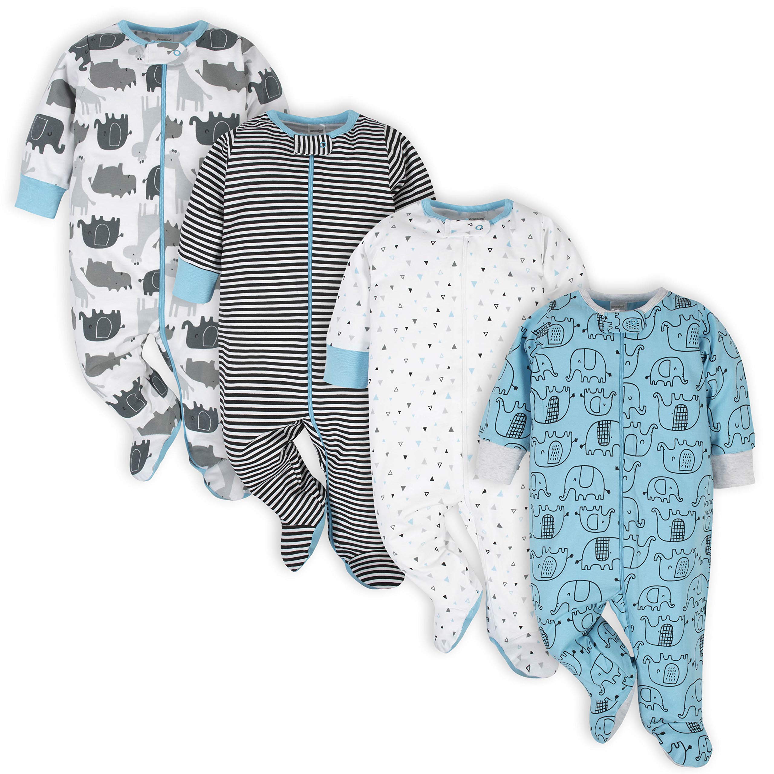 Onesies Brand Baby Boys 4-pack 'N Play Footies And Toddler Sleepers, Blue Elephant, 0-3 Months US