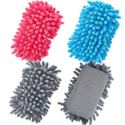 Zonon 4 Pieces Dry Erase Eraser Microfiber Shag Washable Whiteboard Eraser for Markers, Chalk, Classroom, Home and Office(Gray, Blue and Pink)
