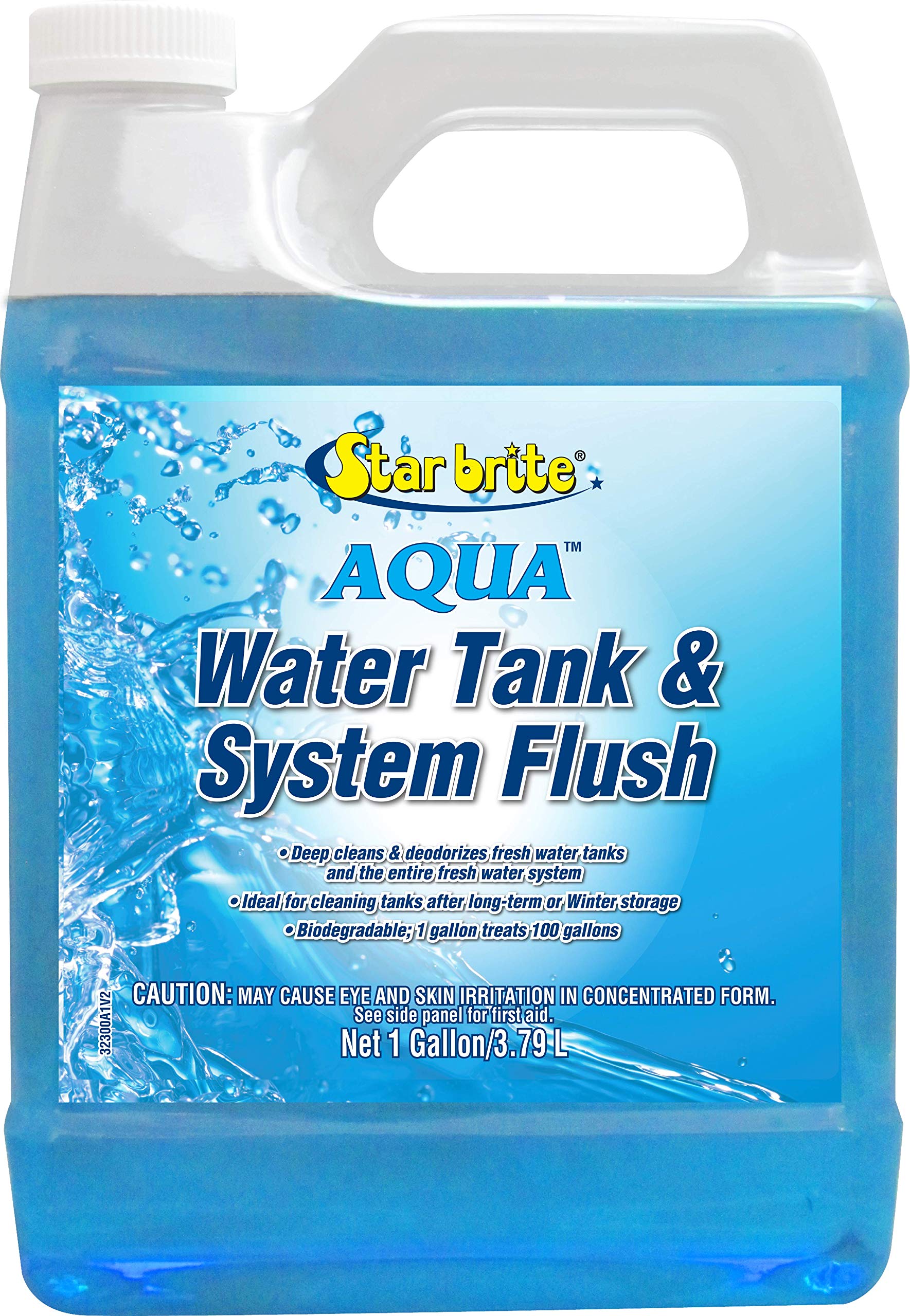 Star Brite Aqua Water Tank & System Flush - منظف ومعقم عميق لخزانات المياه العذبة ونظام مياه الشرب بالكامل - مثالي للقوارب والمركبات الترفيهية بعد التخزين 1 جالون (032300)