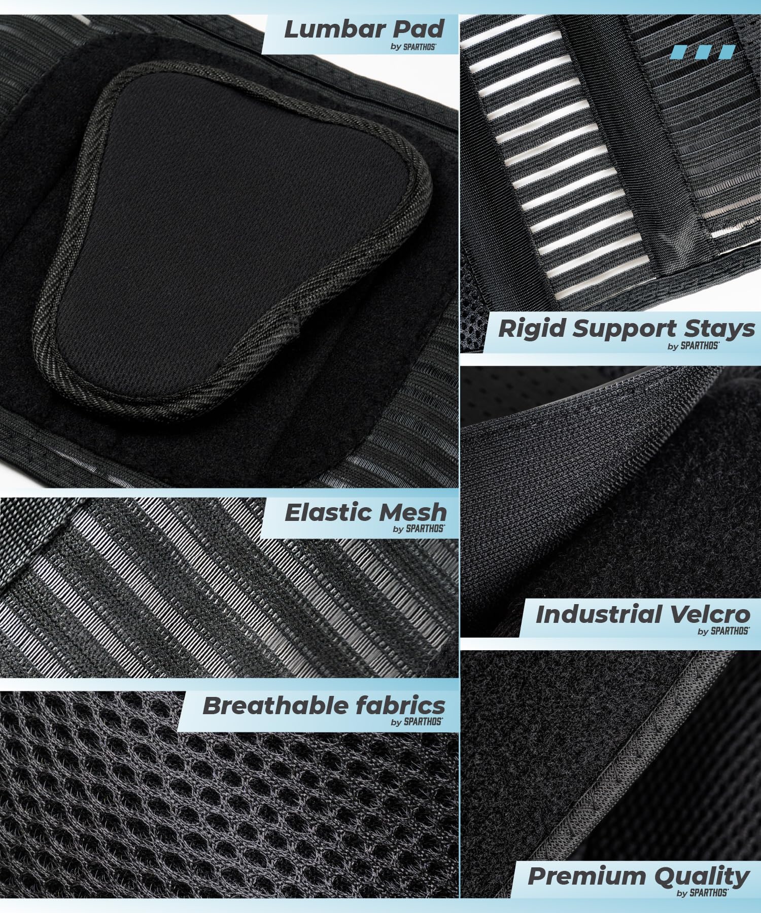 Sparthos Back Brace for Lower Back Pain - Immediate Relief from Sciatica, Herniated Disc, Scoliosis - Breathable + Lumbar Support Pad - For Men & Women - Fits 44–52″ Waist (Large, Check Size Chart)