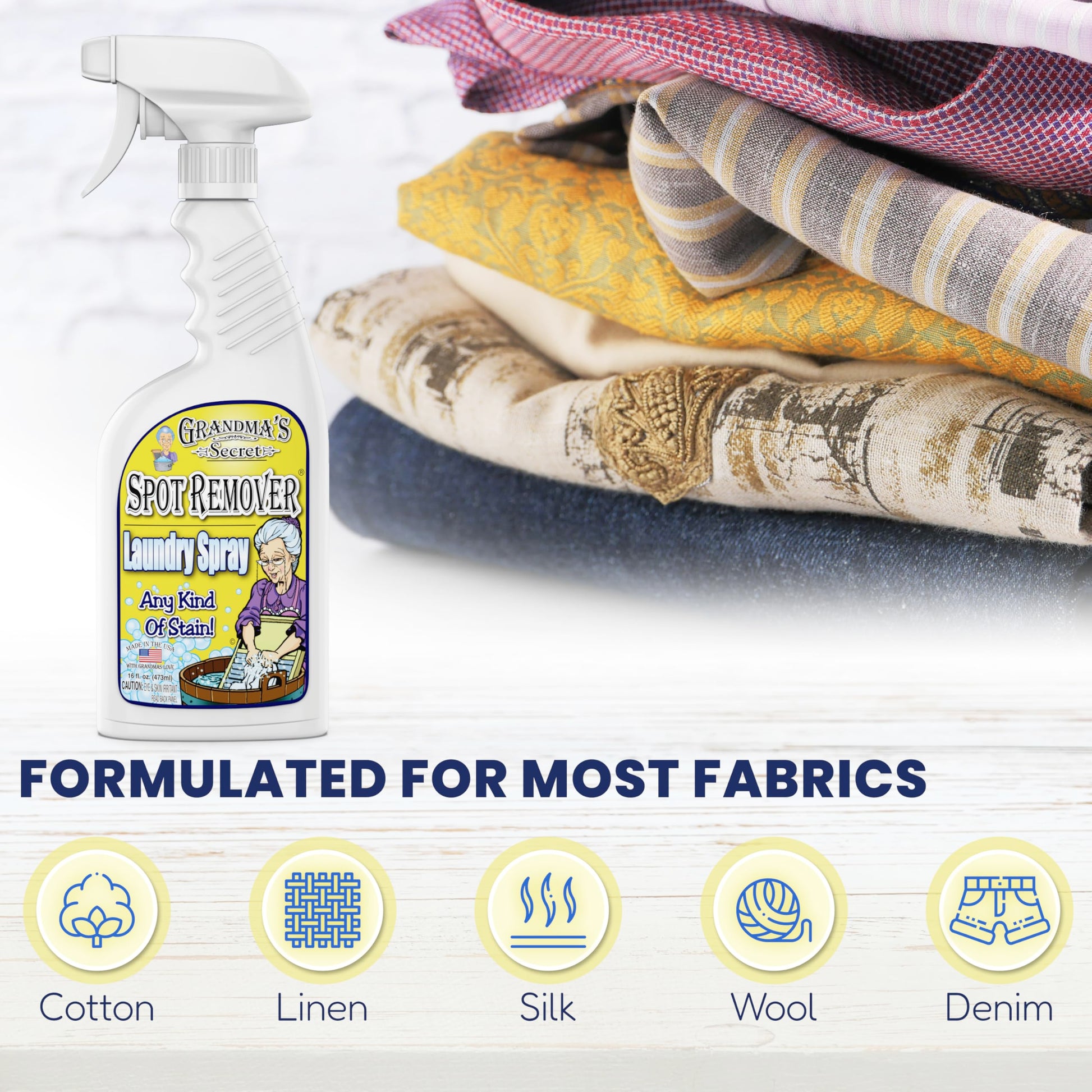 Grandma's Secret Spot Remover Laundry Spray - Chlorine, Bleach and Toxin-Free for Clothes - Fabric Stain Remover Removes Oil, Paint, Blood and Pet Stains - 16 oz & 2 oz Combo, DuoPack