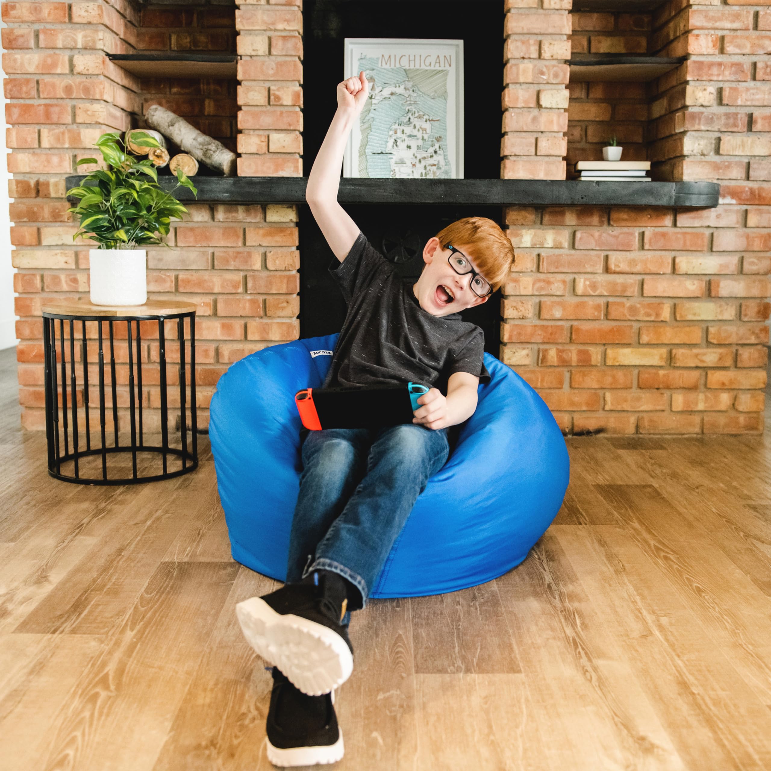 Big Joe Classic Bean Bag Chair, Sapphire Smartmax, Durable Polyester Nylon Blend, 2 feet Round