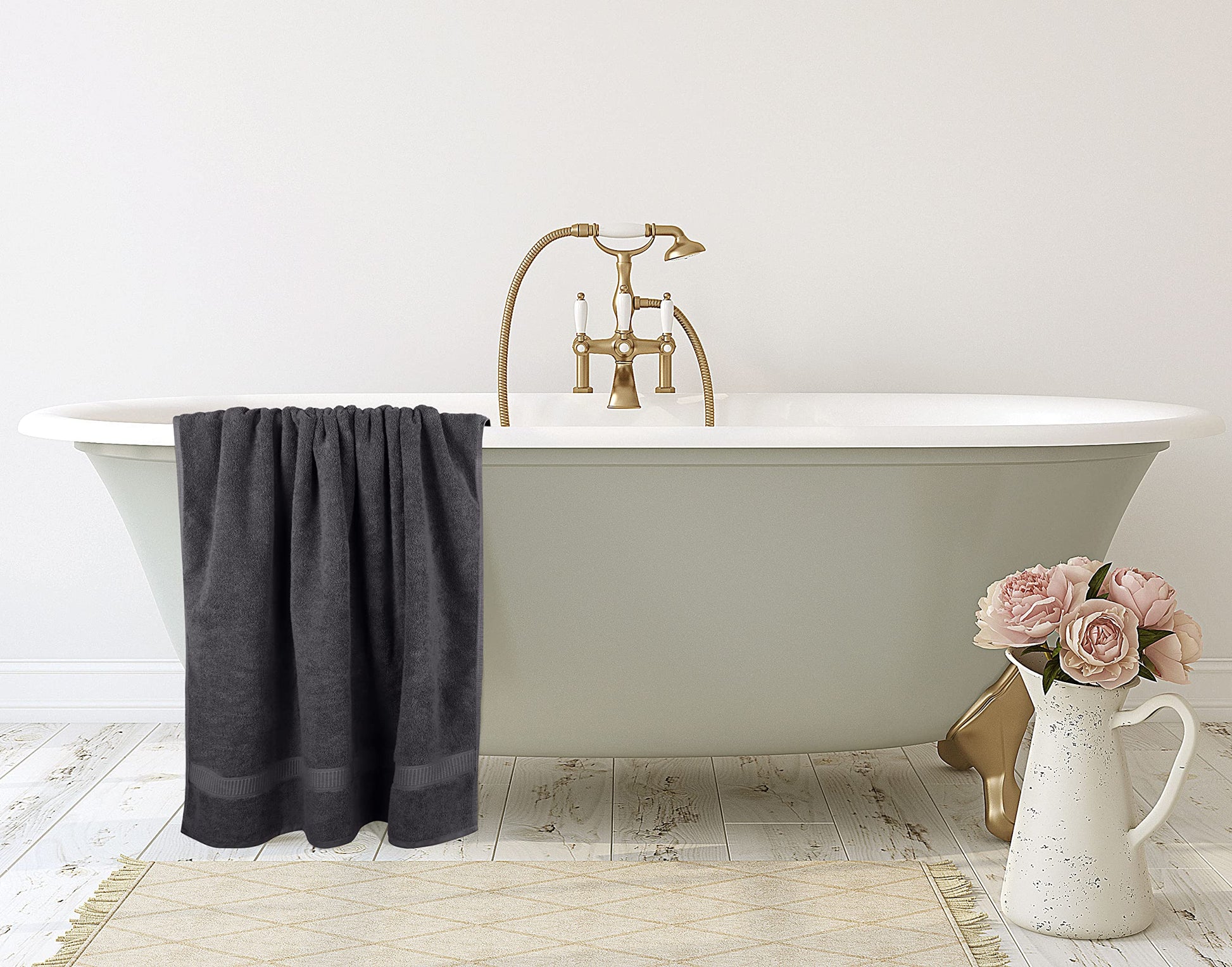 Utopia Towels Luxurious Jumbo Bath Sheet 2 Piece, 600 GSM, 35 by 70 Inches, 100% Ring Spun Cotton, Highly Absorbent and Quick Dry Extra Large Bath Towel, Super Soft Towel, Grey