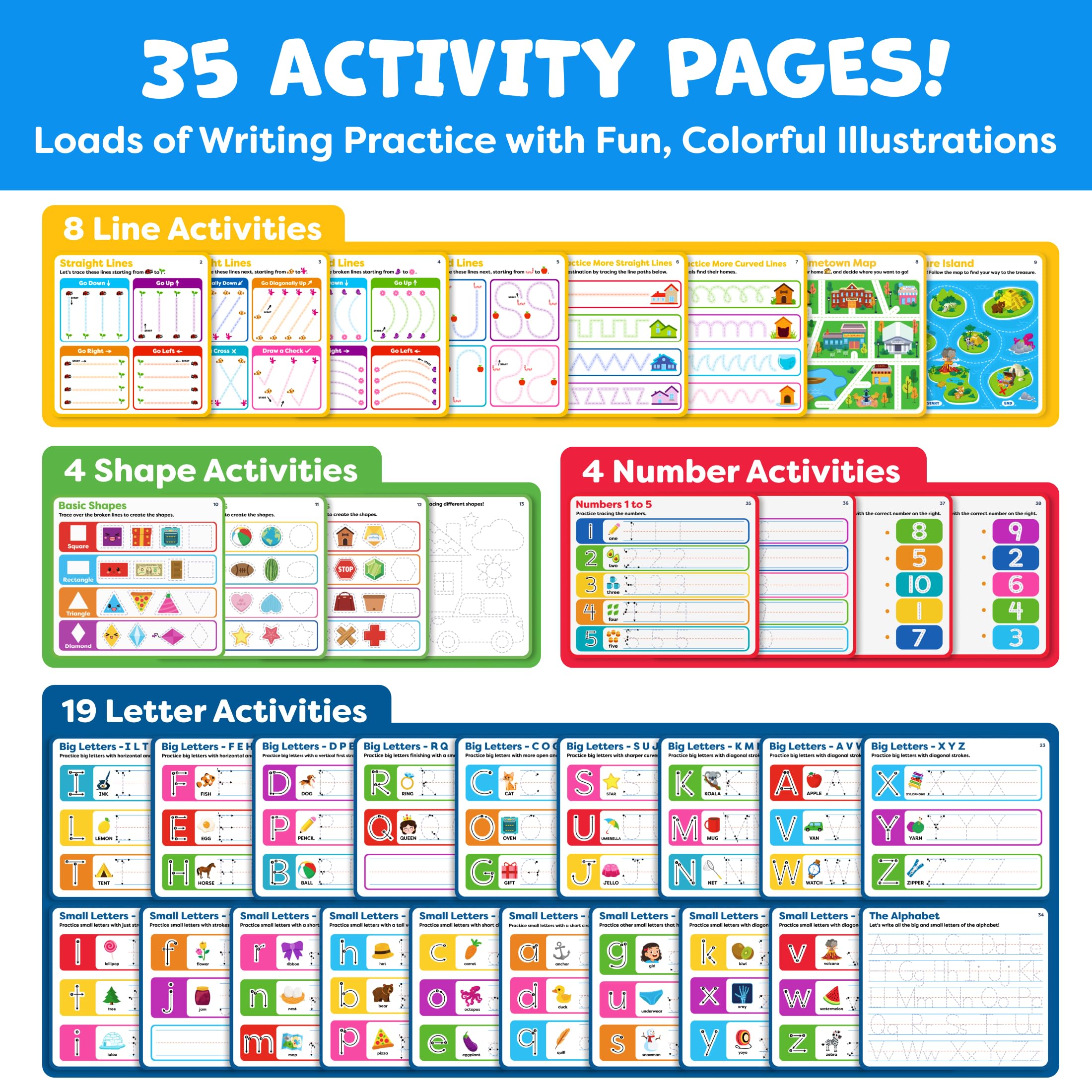 Preschool Learning Activities - Tracing Books for Kids Ages 3-5 - Toddler Handwriting Practice - Letter Tracing for Kids Preschool Kindergarten Workbooks 3-4, 4-5 - Learning Books for 3-4 Year Olds