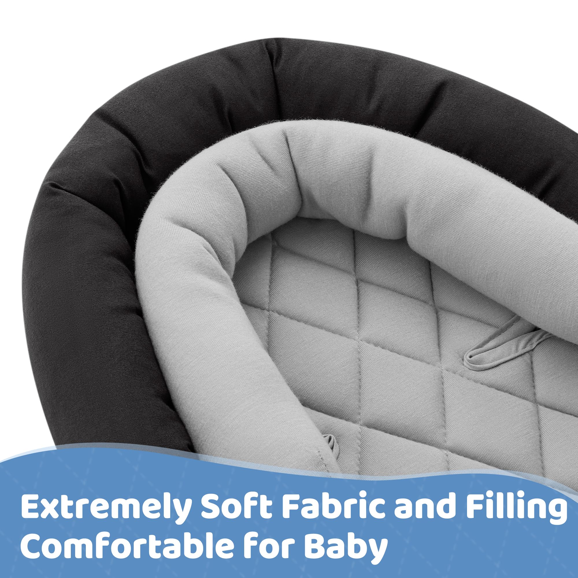 Pro Goleem Car Seat Head Support Infant, Soft Infant Car Seat Insert, 2 in 1 Carseat Head Support for Newborn, Perfect for Car Seat, Stroller, Swing, Bouncer, Gray and Black