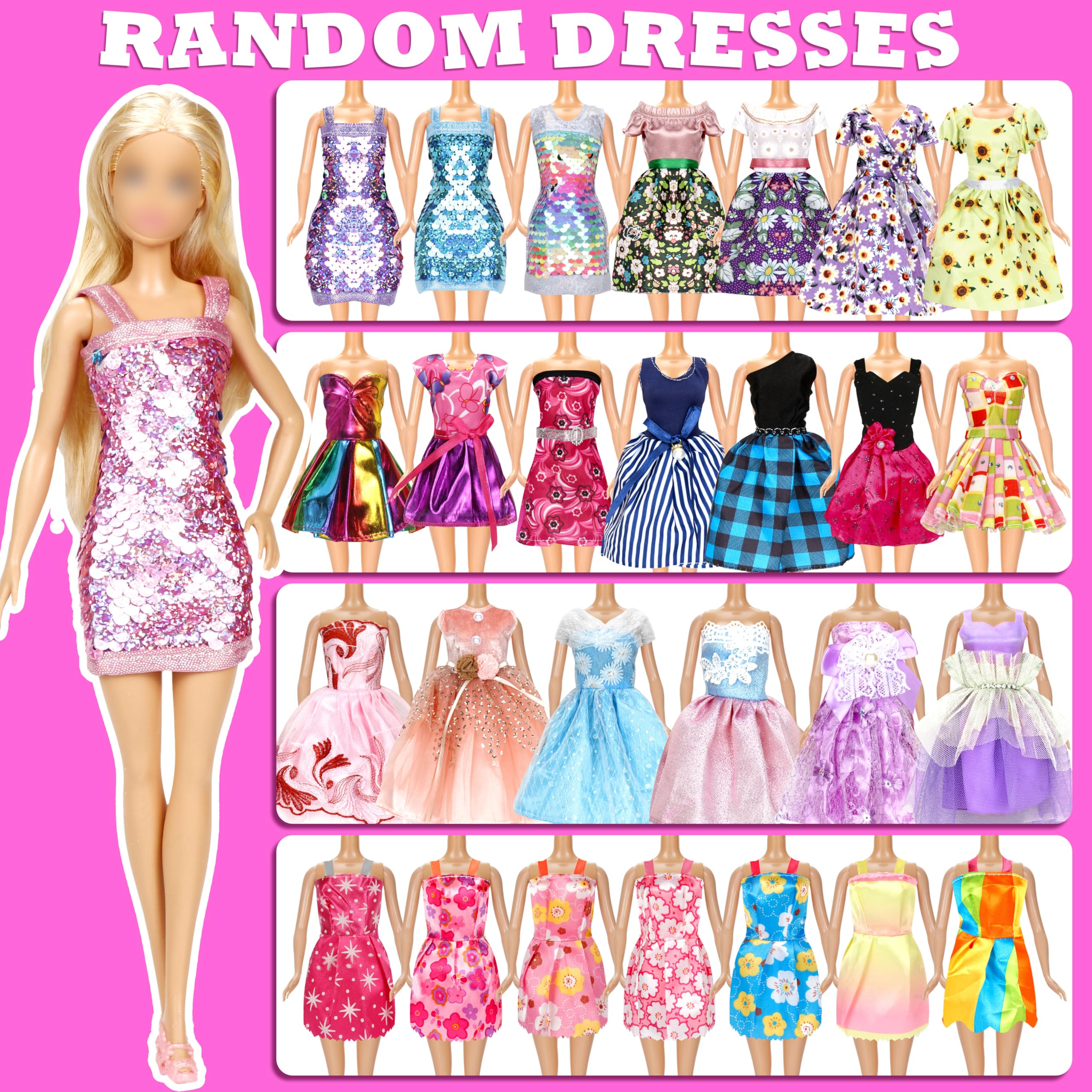 71 Pcs Doll Clothes and Accessories, 5 Wedding Gowns 9 Fashion Dresses 3 Tops 3 Pants 3 Bikini Swimsuits 20 Shoes for 11.5 inch Doll Christmas Stocking Stuffers Girls Gift Age 5-7 8-10