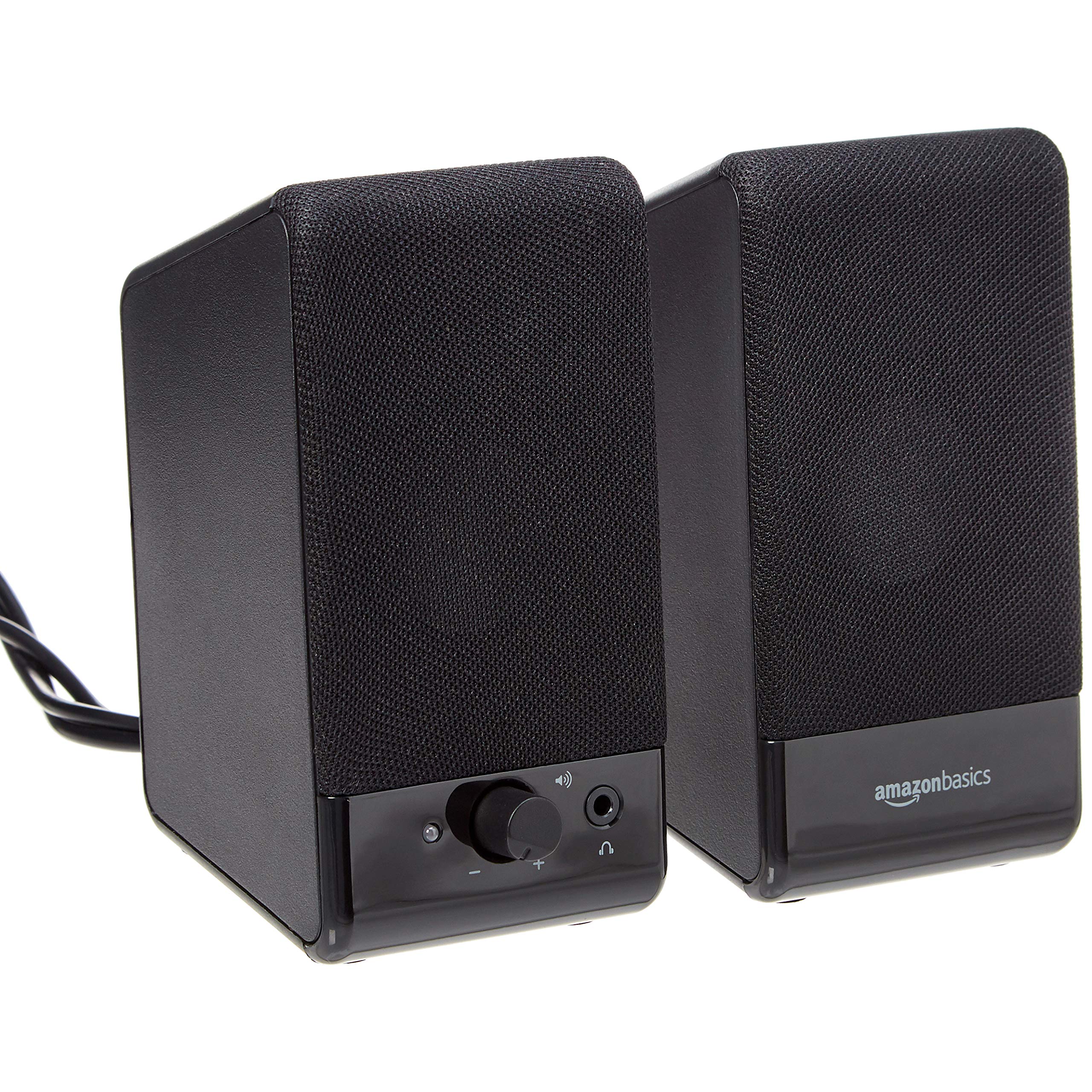 Basics USB-Powered Computer Speakers for Desktop or Laptop PC with Volume Control, Plug-N-Play, Black