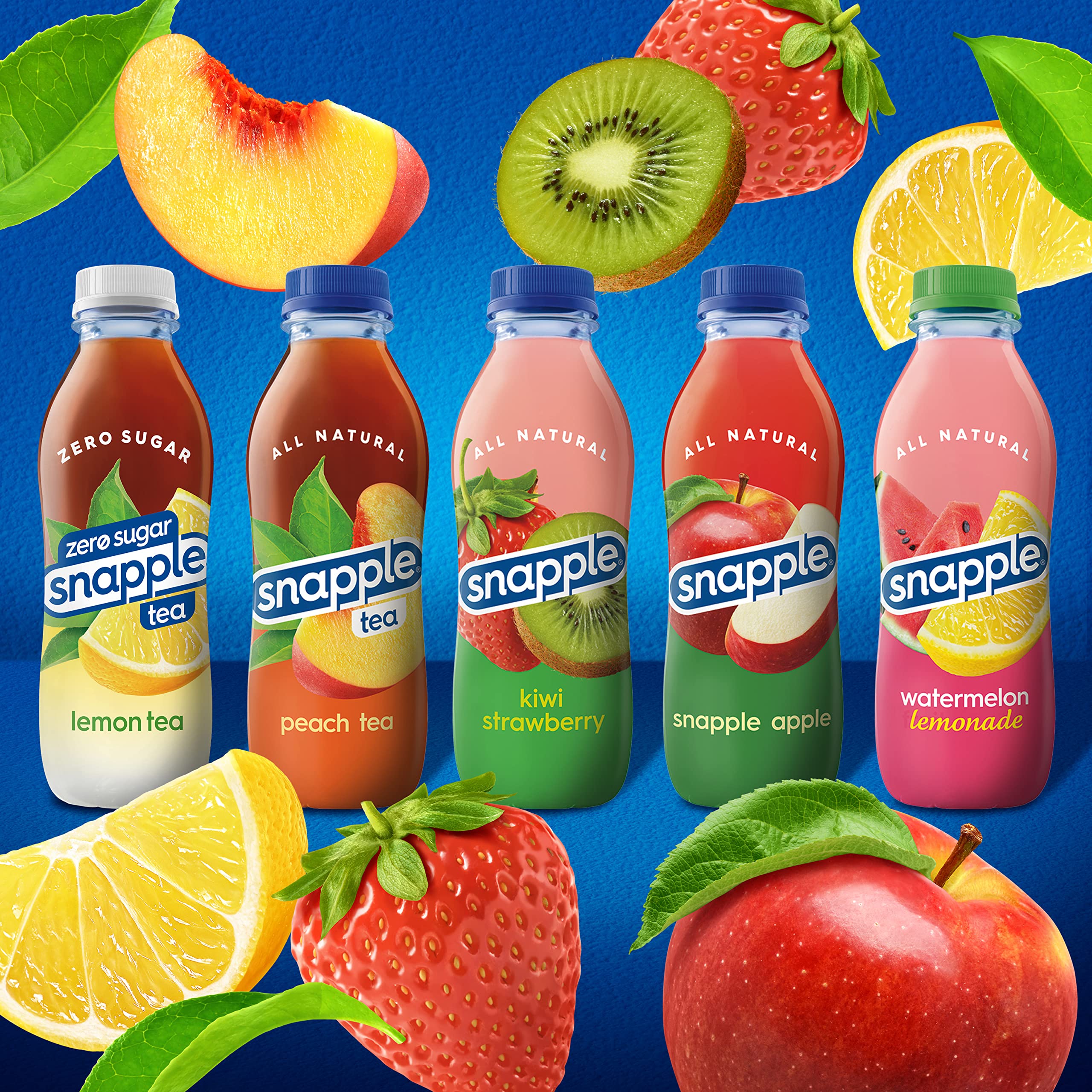 Snapple Kiwi-Erdbeer-Saftgetränk, 16 fl. oz. recycelte Plastikflasche, 12er-Pack, rein natürlich, keine künstlichen Aromen oder Süßungsmittel, enthält 3 % echten Saft