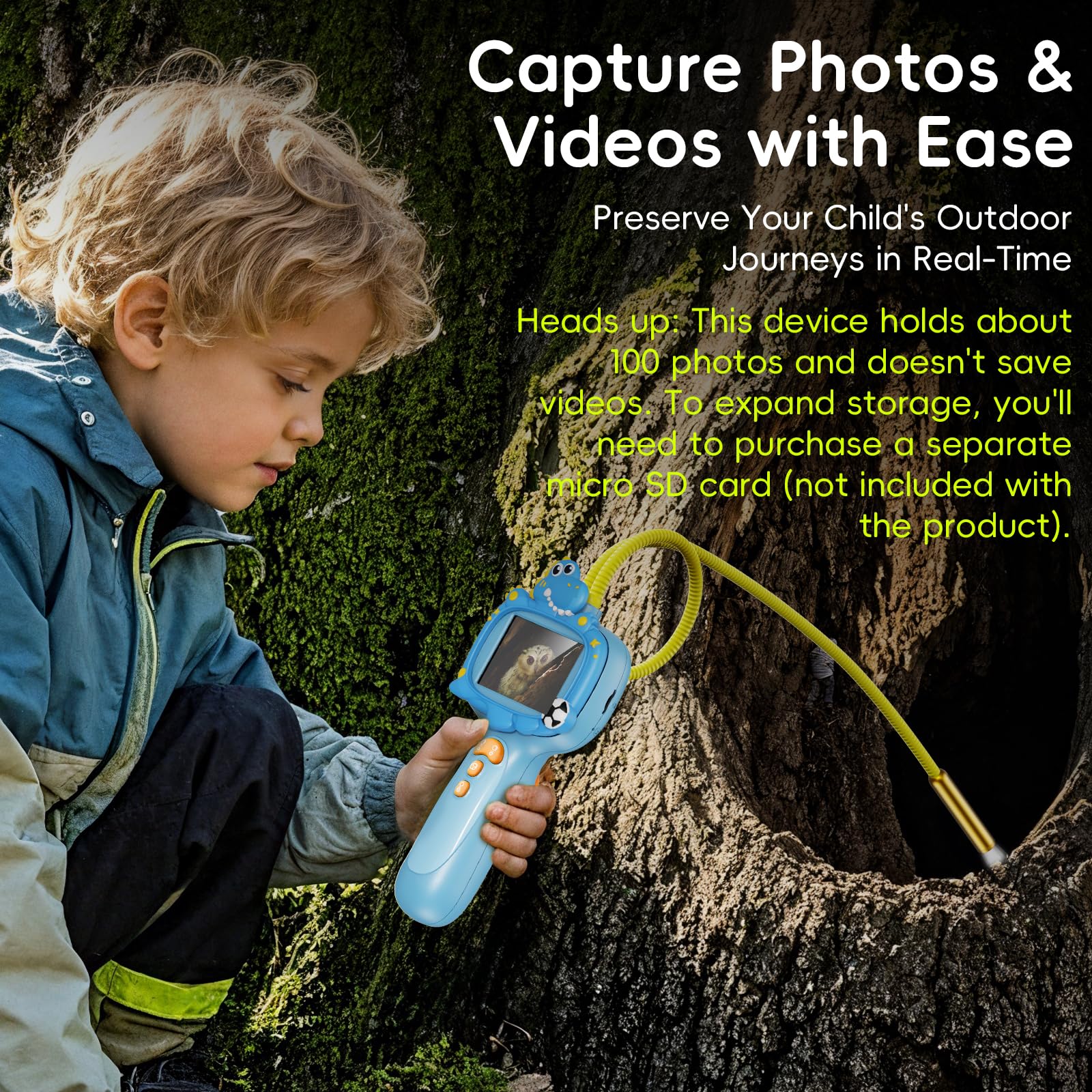 Kids Borescope Borescope Camera Toy with Light for Kids - STEM Science Educational Toy for 4 5 6 7 8 9 10 Years Old Boys Girls Birthday Gift, Snake Scope Camera for Outdoor Camping Nature Exploration
