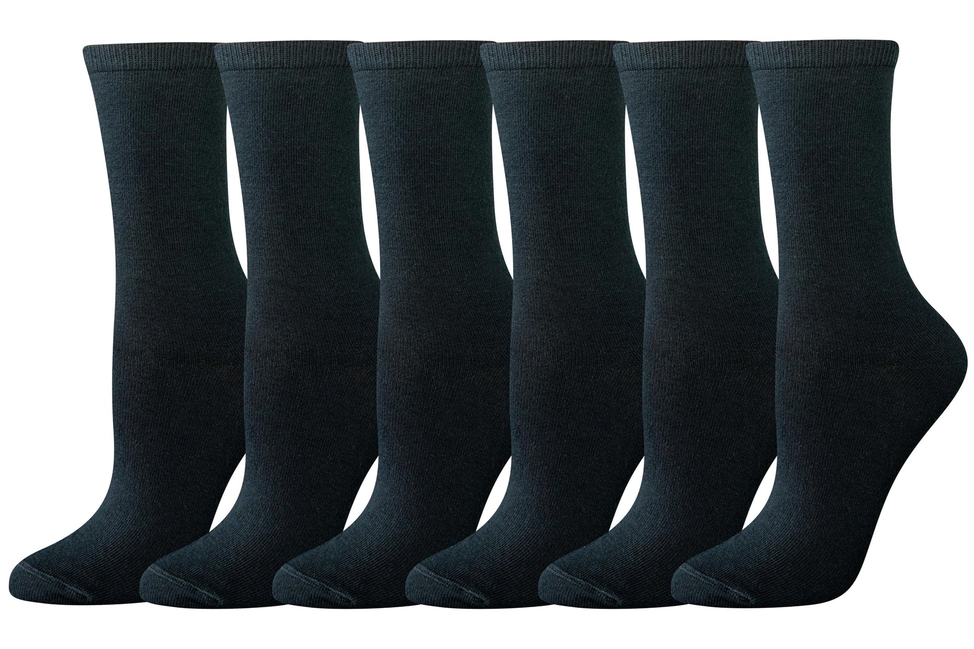 Amazon Essentials Women's Crew Socks, Cotton, 6 Pairs, Black, 6-9