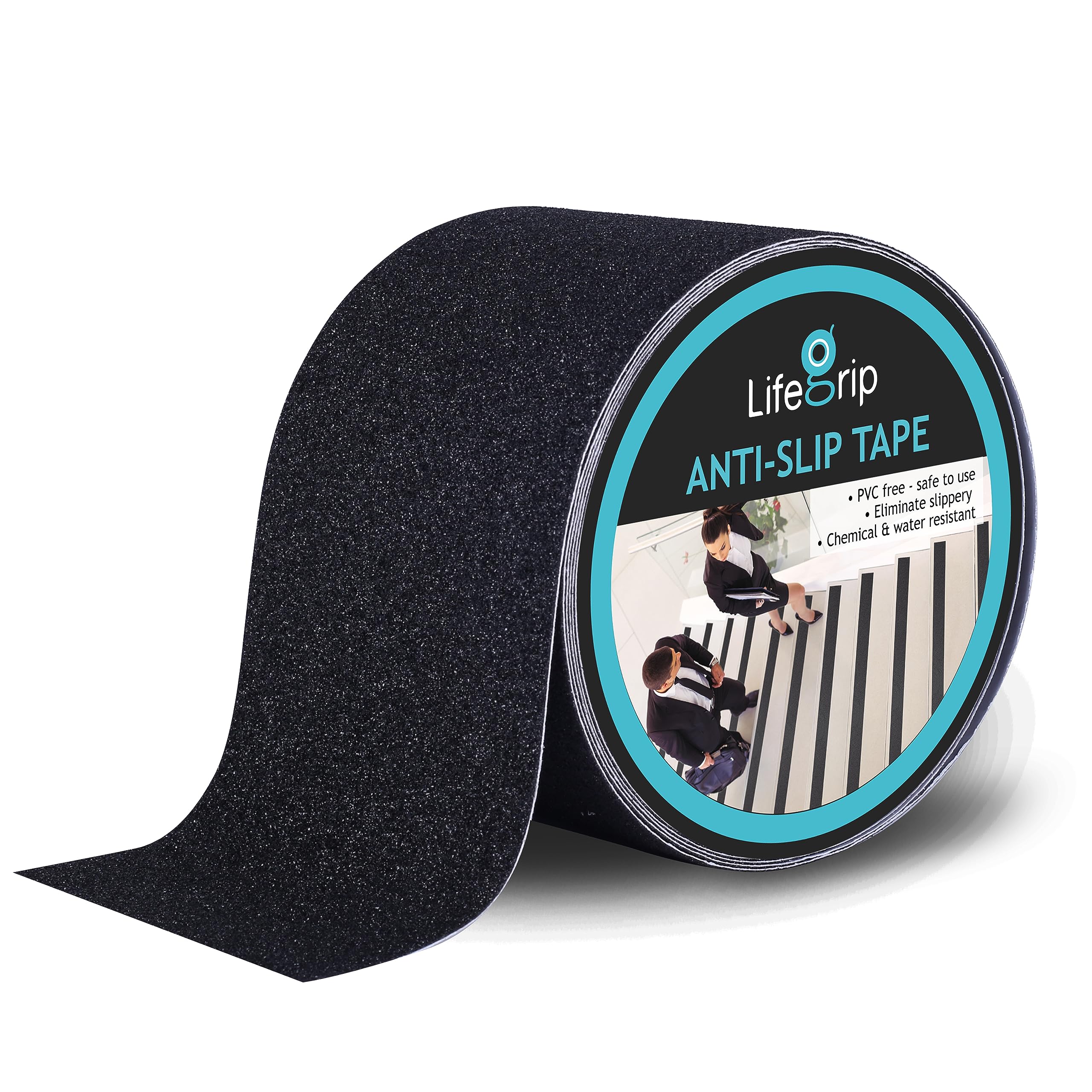 Lifegrip Anti Slip Traction Tape, 4 Inch x 38 Foot - Best Grip, Friction, Abrasive Adhesive for Stairs, Tread Step, Indoor, Outdoor (4" X 38')
