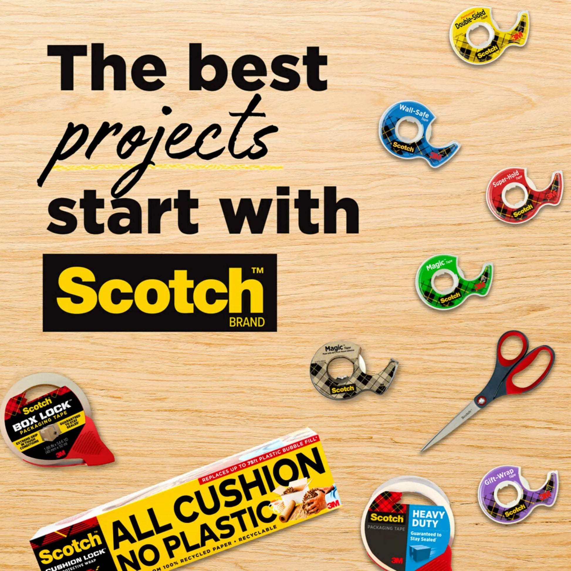 Scotch Double Sided Tape, 1/2 in x 500 in, Permanent, 2 Boxes/Pack (665-2)