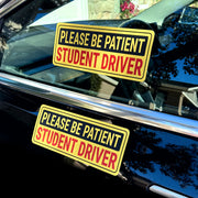 Stickios Non-Magnetic Student Driver Stickers - Removable Vinyl Decal Signs for Cars & Windows - Made in USA (10x4 inches, 2-Pack)