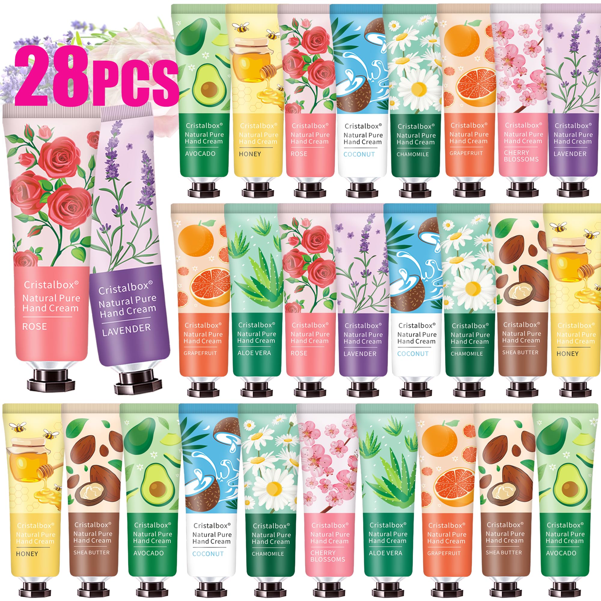 28 Pack Hand Cream Bulk Gifts-Stocking Stuffers for Women,Teengirls,Teacher Christmas Gifts,Stocking Stuffers Adults Gifts for Women,Teacher Gifts,Travel Size Lotion Hand Cream for Dry Cracked Hands