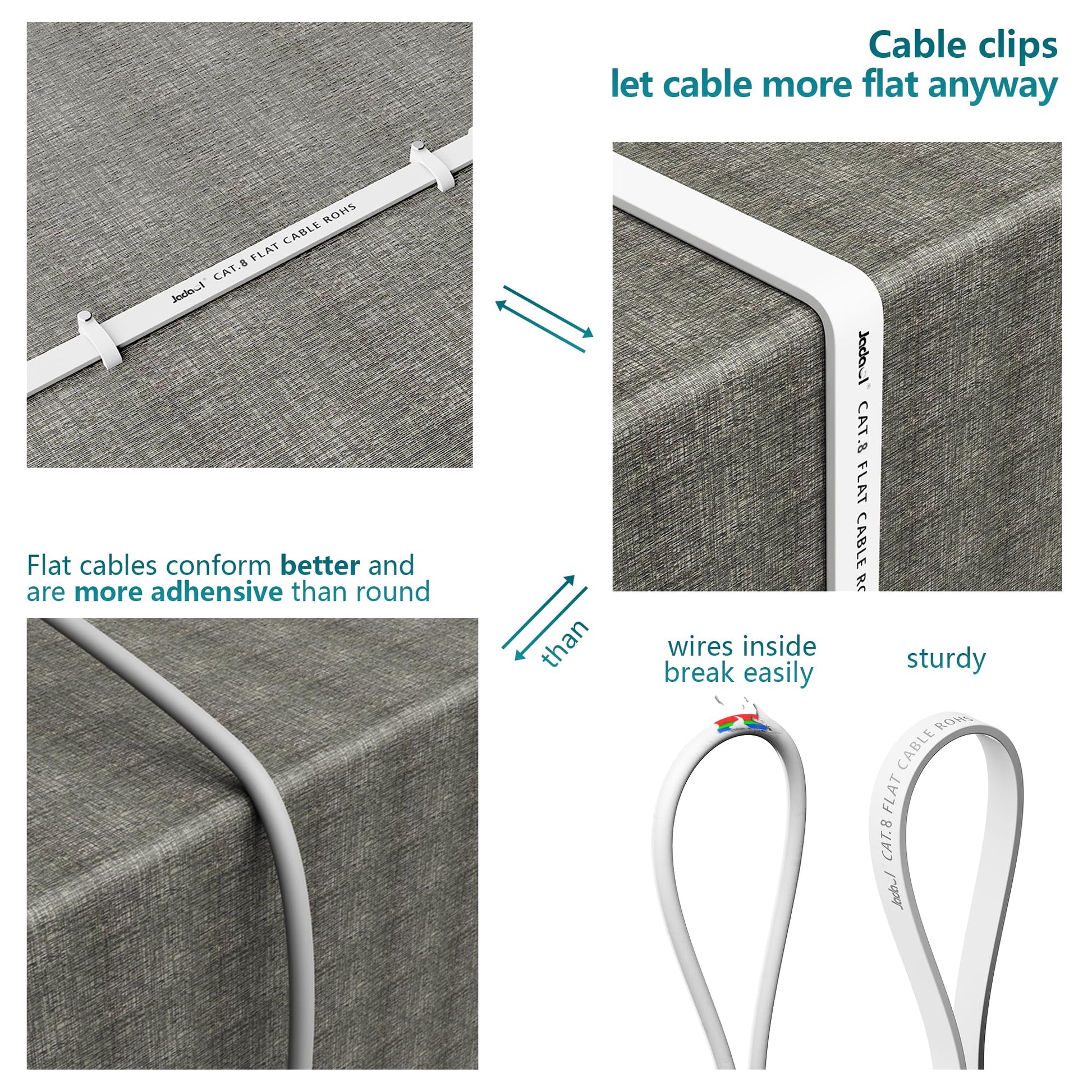 Cat8 Ethernet Cable, Outdoor&Indoor, 25 FT Heavy Duty High Speed Cat 8 LAN Network Cable, 40Gbps 2000MHz RJ45 Flat Internet Computer Patch Cord, Weatherproof S/FTP UV Resistant for Router/Modem/Gaming