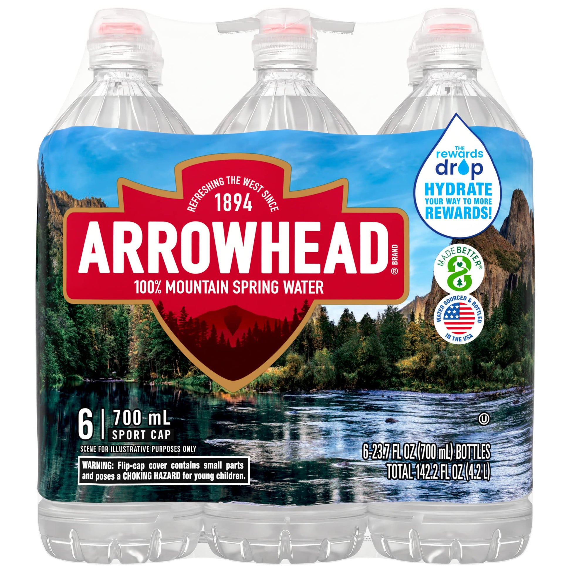 Arrowhead 100% Mountain Spring Water, 23.7 oz