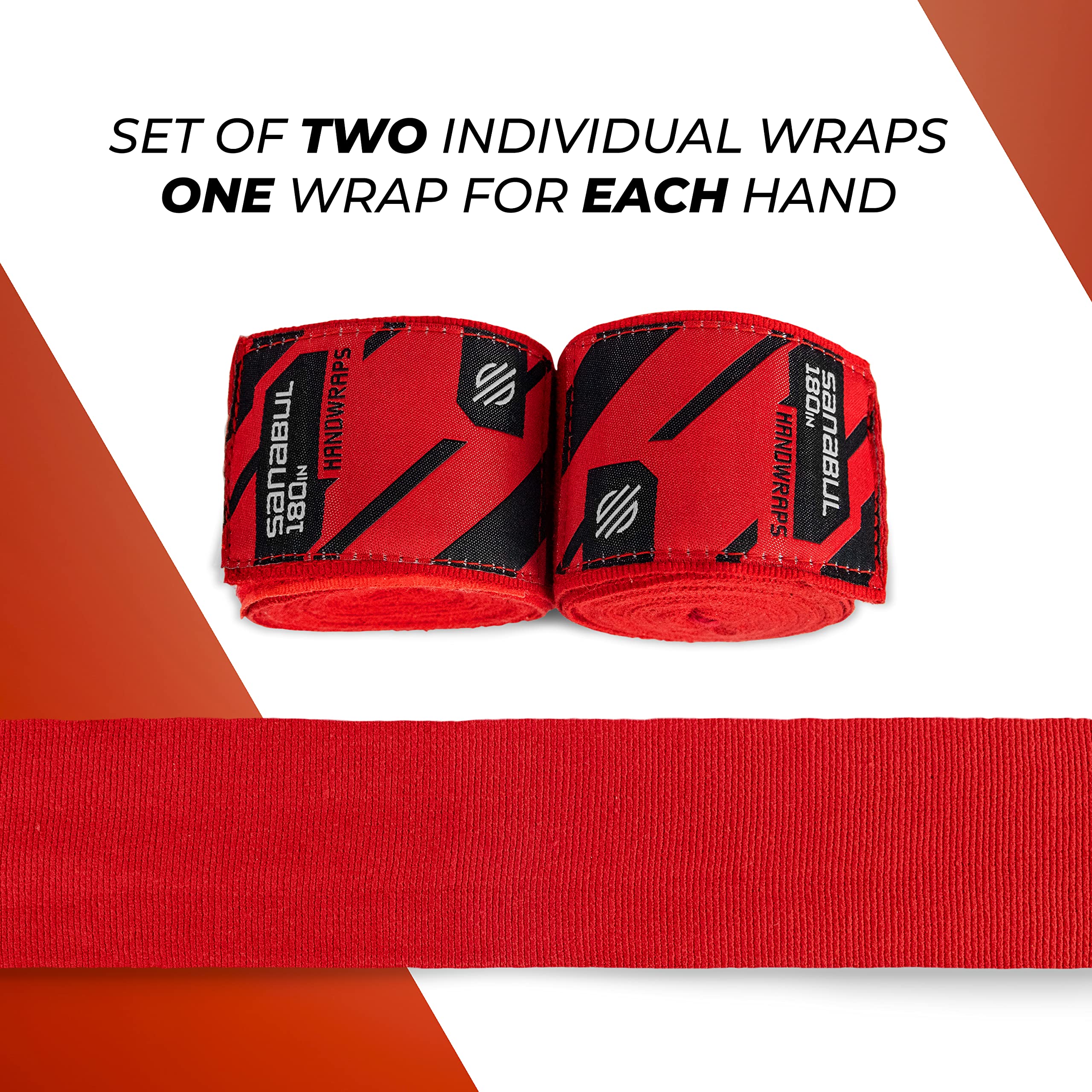 Sanabul Elastic 180 inch Boxing Hand Wraps for Boxing Gloves Muay Thai Kickboxing MMA Wraps for Men & Women, Red,180"