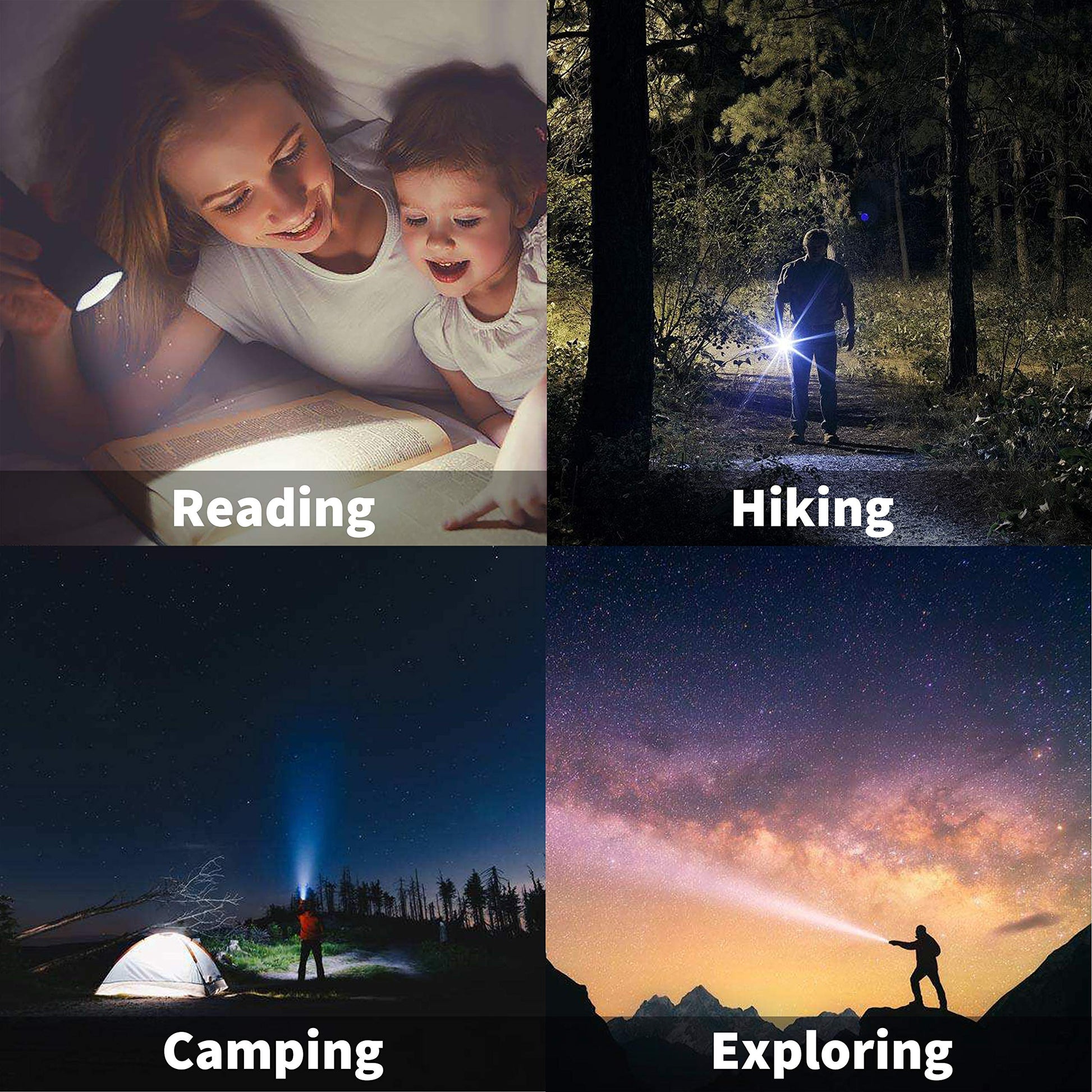 JARDLITE LED Emergency Handheld Flashlight, 4 Pack, Adjustable Focus, Water Resistant with 5 Modes, Best Tactical Torch for Hurricane, Camping, Dog Walking