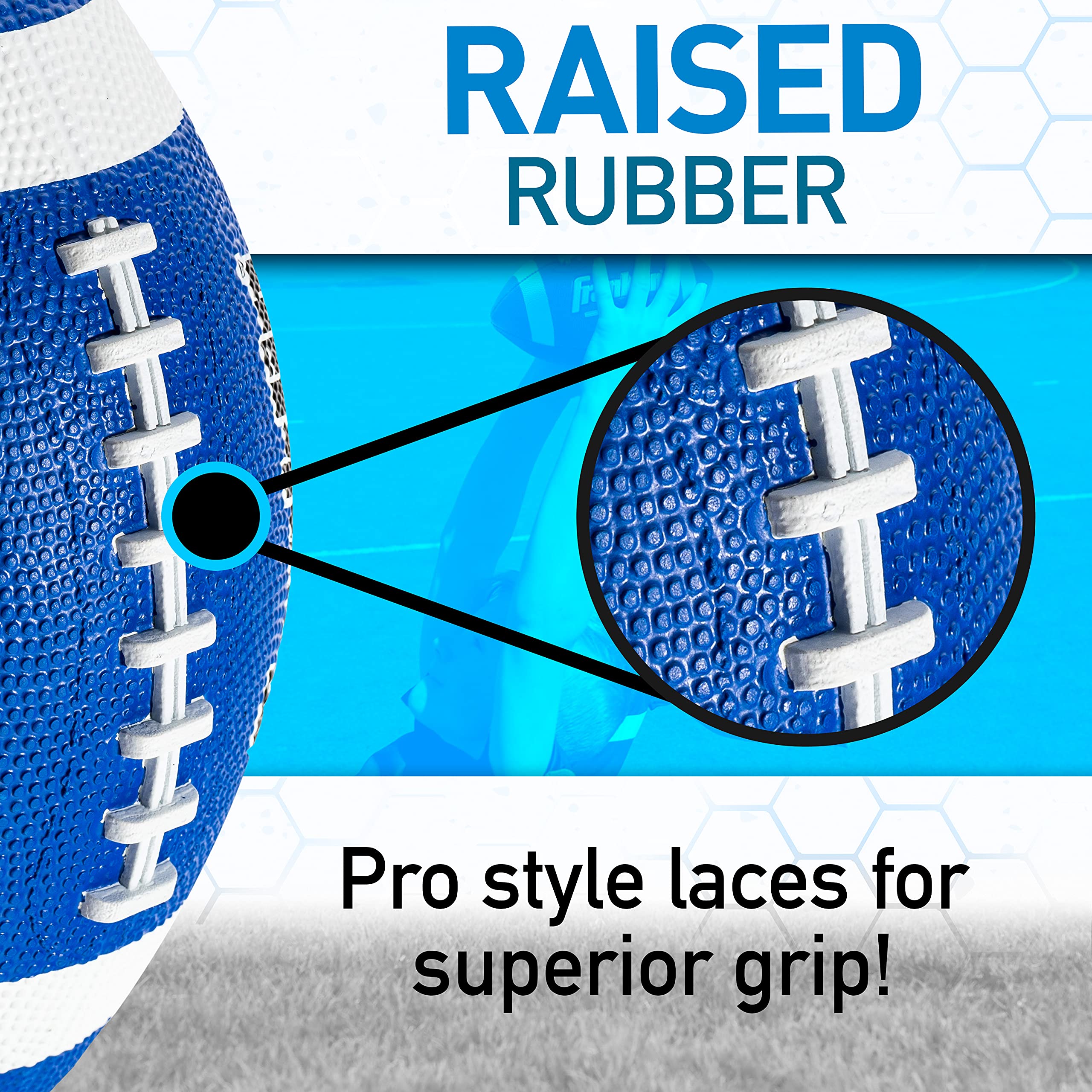Franklin Sports Grip-Rite 100 Rubber Junior Football - Blue