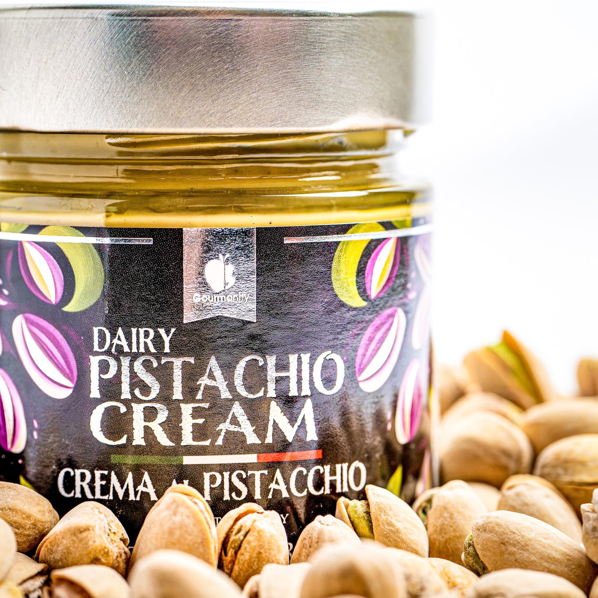 Gourmanity Dairy Pistachio Cream Spread, Perfect for Dubai Chocolate Bar, Luxury Pistachio Butter Cream For Sweet And Savory Dishes, Ideal for Italian Recipes, 8.5 oz Jar