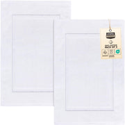 Utopia Towels Cotton Banded Rug, Bath Mats, Not a Bathroom Rug, 21 by 34 Inches, 100% Ring Spun Cotton, Highly Absorbent Shower Bathroom Floor Mat, White, 2 Pack