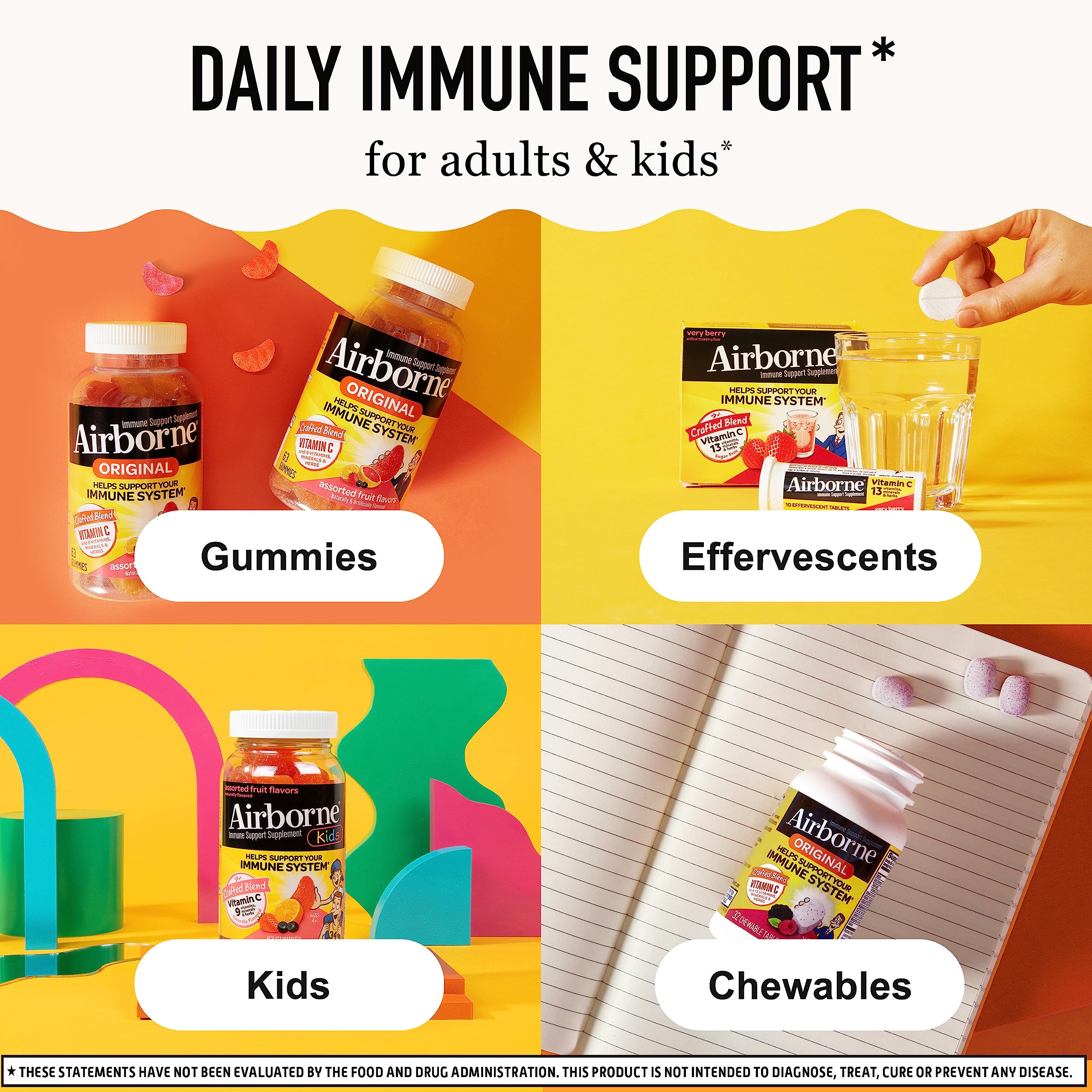 Airborne Elderberry + Zinc & Vitamin C Gummies For Adults, Immune Support Vitamin D & Zinc Gummies With Powerful Antioxidant Vitamins C D & E - 50 Gummies, Elderberry Flavor
