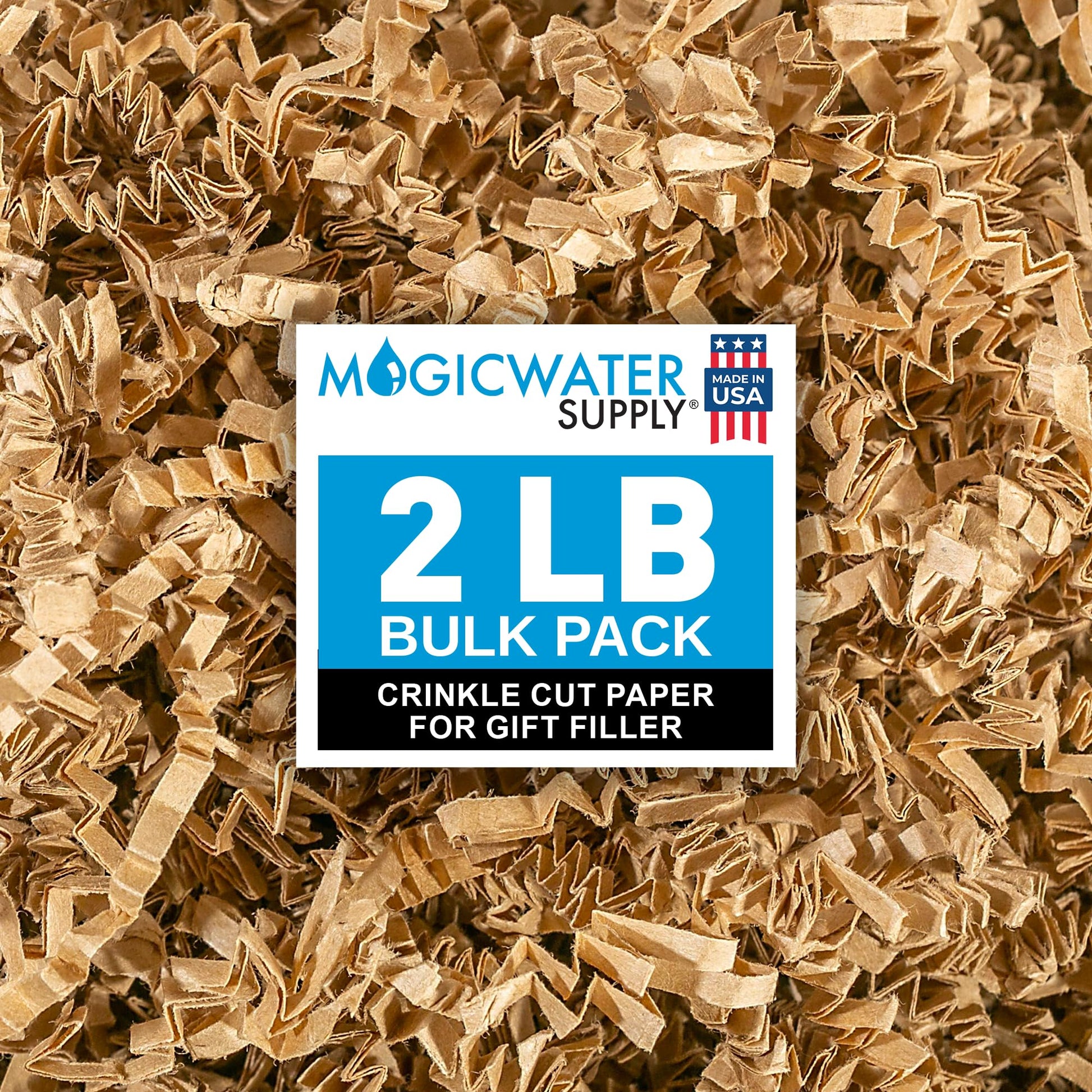 MagicWater Crinkle Cut Paper for Gift Baskets - 2LB Kraft - Perfect for Shredded Paper Filler, Basket Filler, Gift Boxes, Bridesmaid Gifts, Halloween Stuffers & More – Ideal for All Occasions