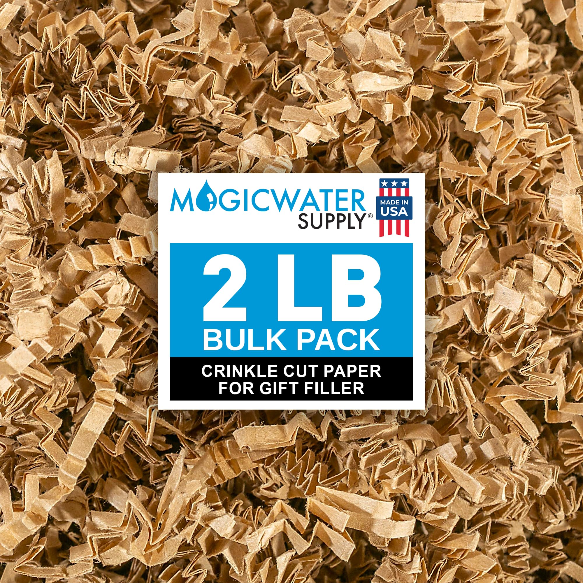 MagicWater Crinkle Cut Paper for Gift Baskets - 2LB Kraft - Perfect for Shredded Paper Filler, Basket Filler, Gift Boxes, Bridesmaid Gifts, Halloween Stuffers & More - Ideal for All Occasions