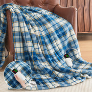Heated Blanket Electric Throw, 50X60, Heating Throw with 10 Heats Levels/8 Hours Auto Off, Navy Blue Plaid Sherpa Blanket Winter Warmer for Adults, Washable Housewarming Gift for Couch Bed Office, ETL