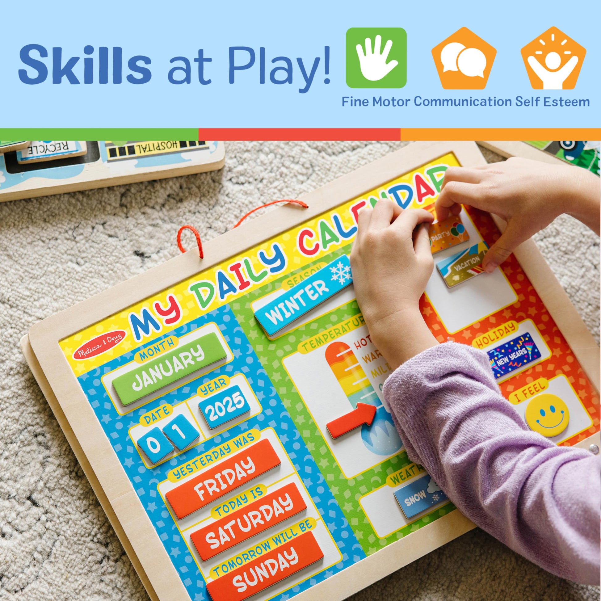 Melissa & Doug My First Daily Magnetic Calendar - Activities Calendar for Kids, Weather and Seasons Calendar for Preschoolers and Kids Ages 3+