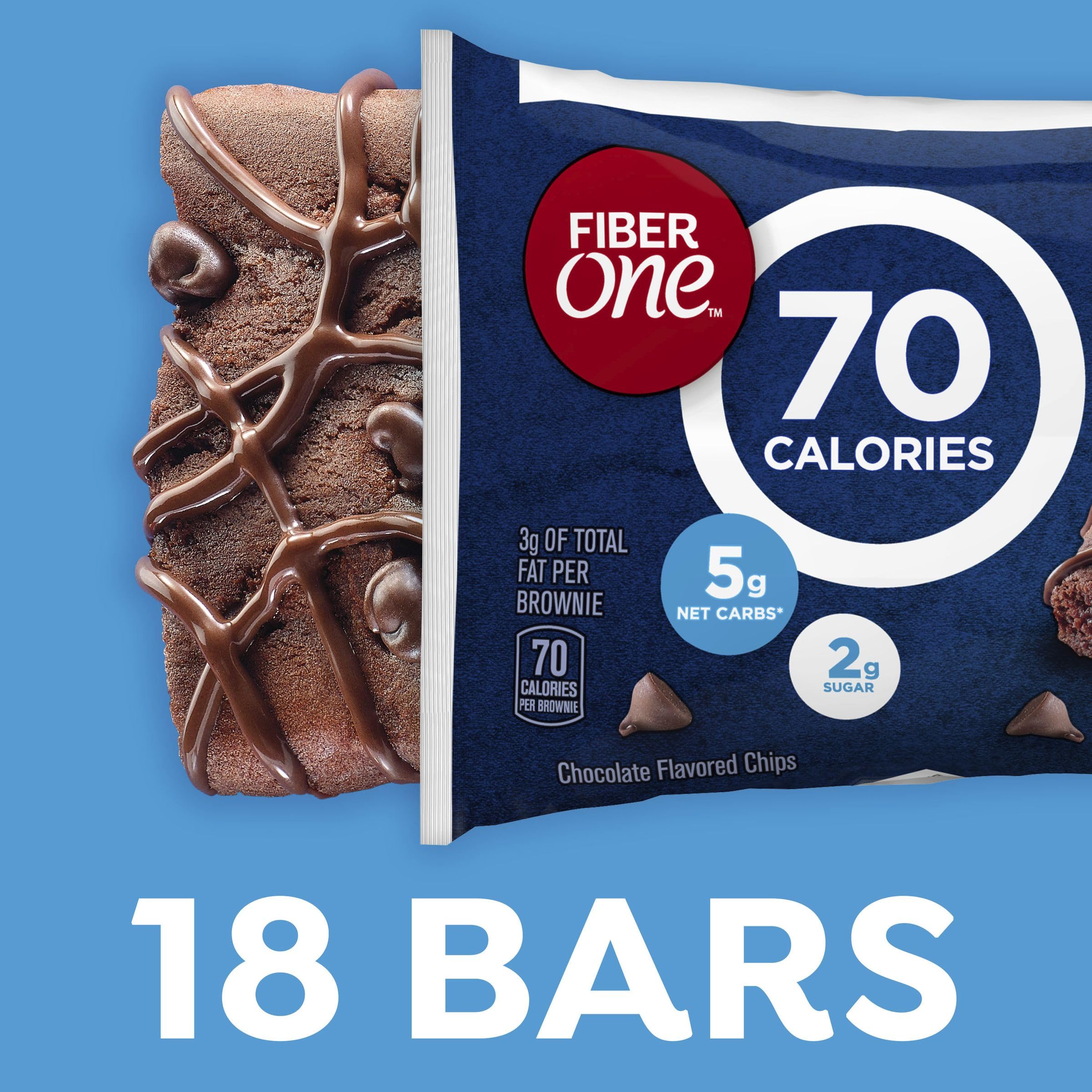 Fiber One 70 Calorie Brownies, Chocolate Fudge Snack Bars, Mega Pack, 18 Ct, 16 oz