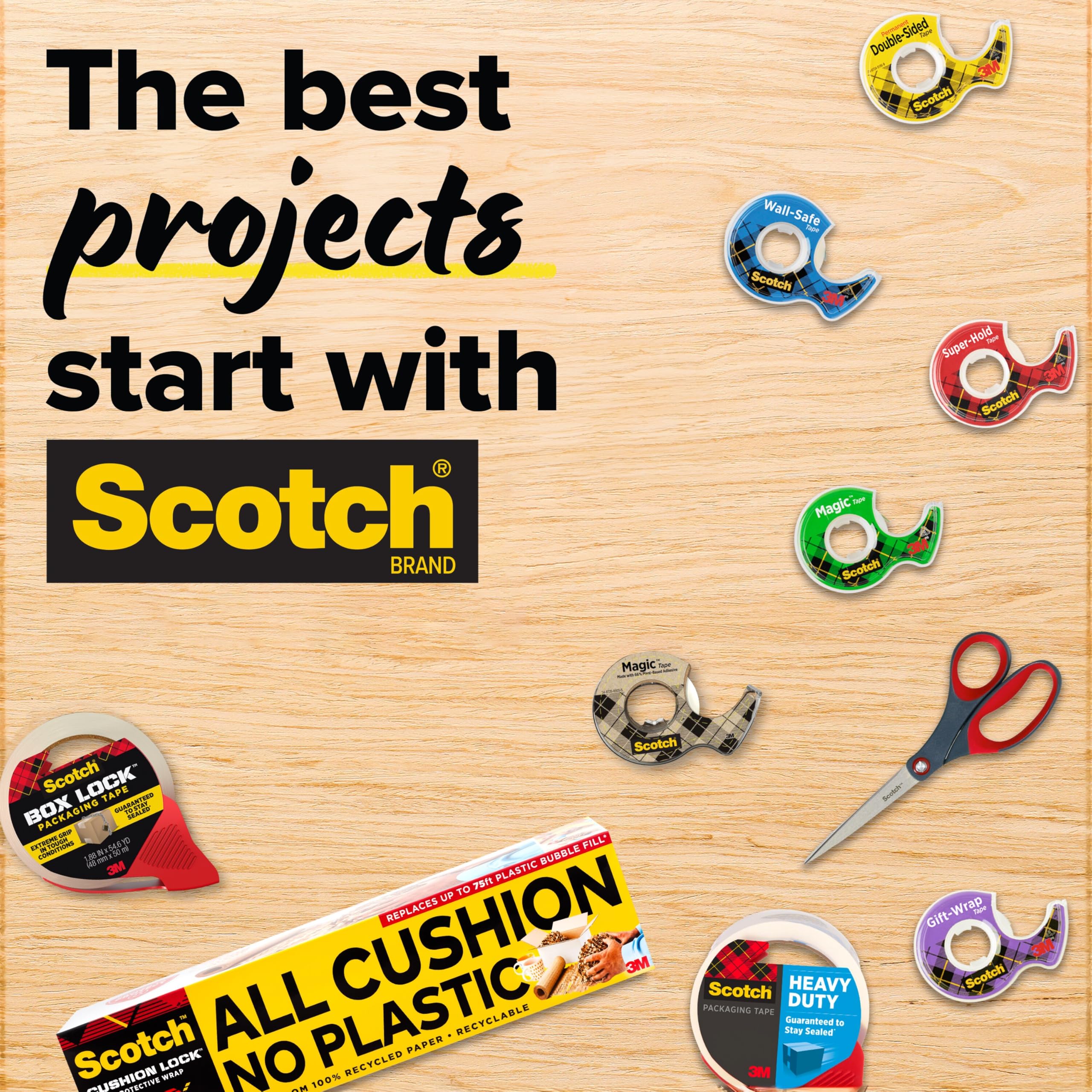 Scotch Classic Desktop Tape Dispenser, Black, 1-inch Core, Made from 100% Recycled Plastic, 1 Dispenser