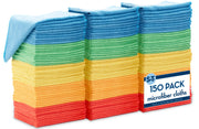 S&T INC. 150 Pack Microfiber Cleaning Cloth, Bulk Towels for Home, Reusable Microfiber Towels for Cars, Cleaning Rags, Assorted, 11.5 Inches x 11.5 Inches, 150 Count