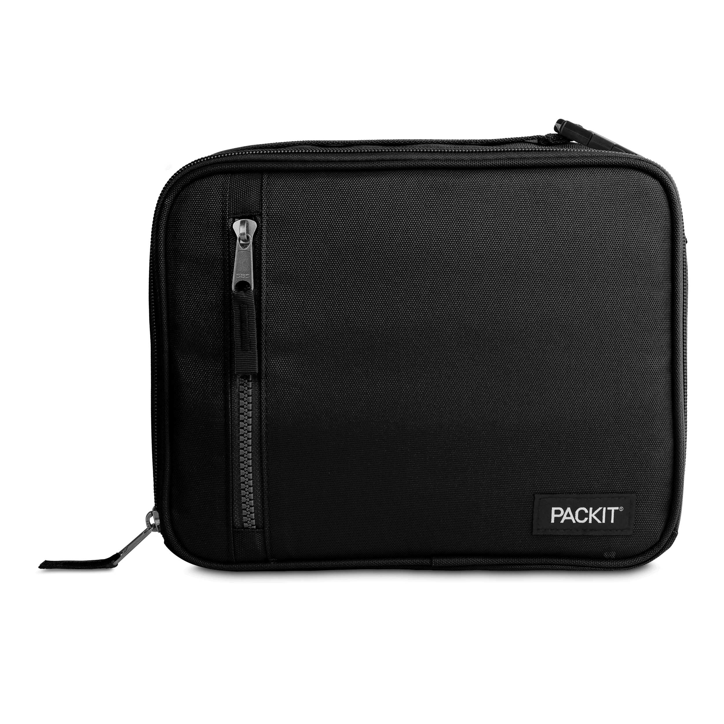 PackIt Freezable Classic Lunch Box, Black, Built with EcoFreeze Technology, Collapsible, Reusable, Zip Closure With Zip Front Pocket and Buckle Handle, Designed for Fresh Lunches